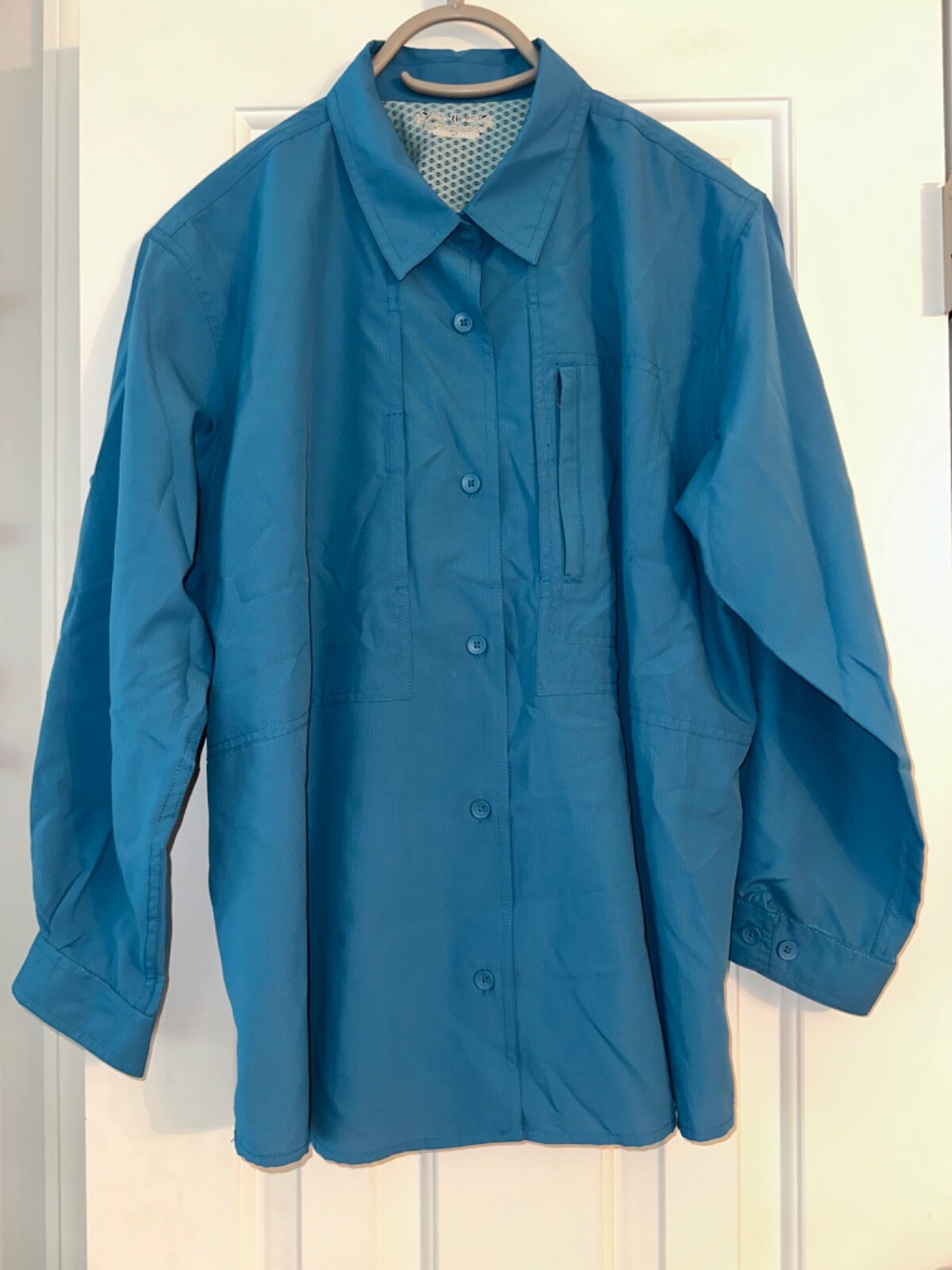 Royal Robbins Shirt Womens Blue Button Up Long Sleeve Outdoor Vented Hike XL