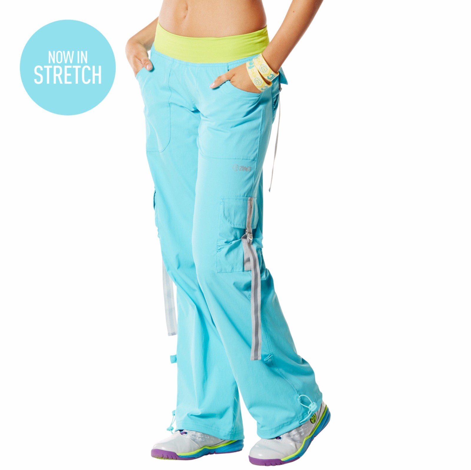 ZUMBA “Top Line” CARGO PANTS Hip Hop-UK Convention-Converts to Capri w snaps S M