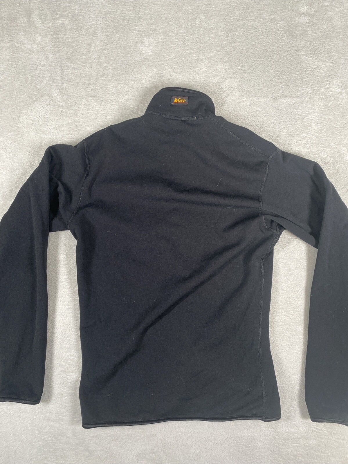 REI Pullover Base Layer Top Womens Large Black 1/4 Zip Fleece Long Sleeve