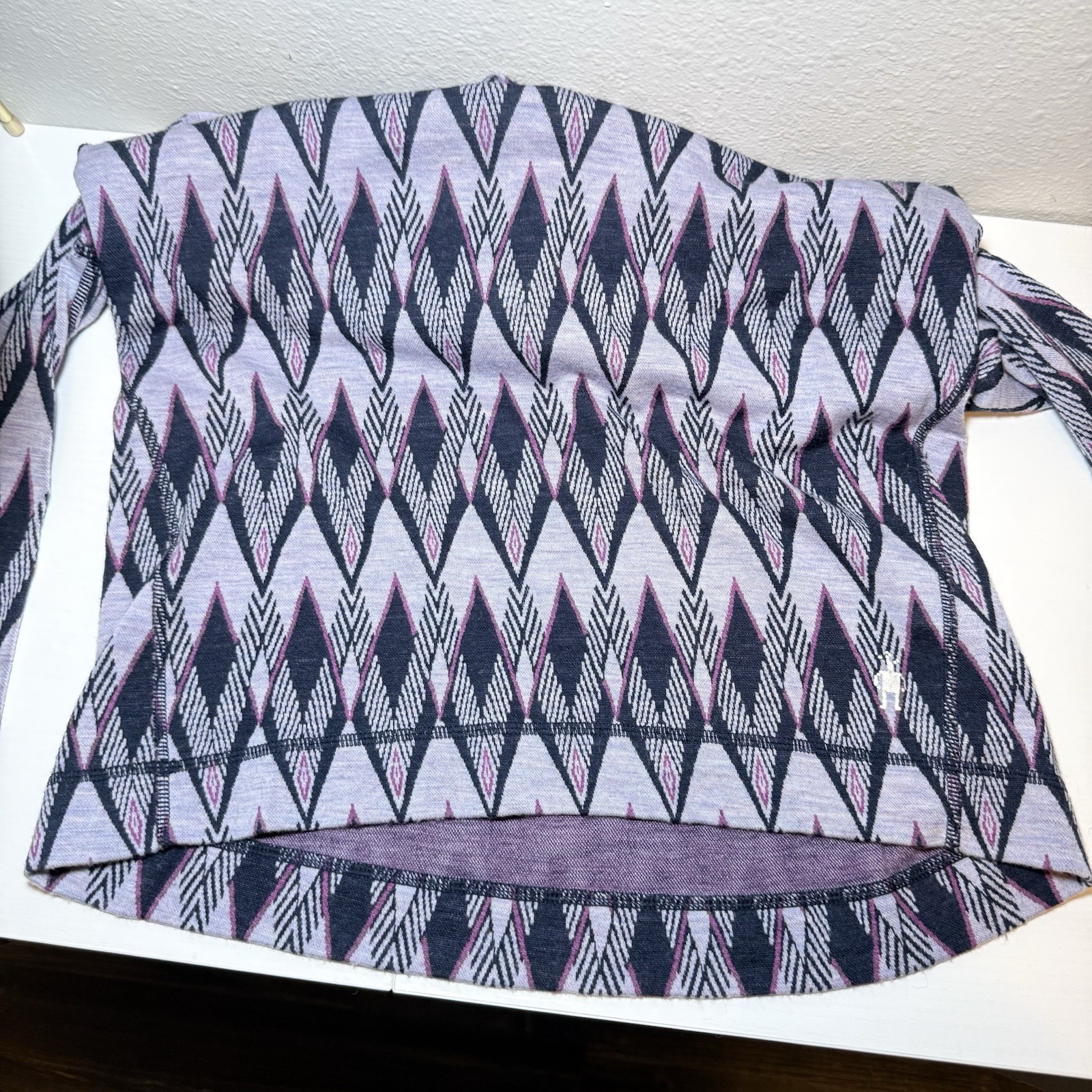 SMARTWOOL Merino 250 Base Layer Pattern 1/4 Zip Pullover Purple Mist Women’s Lg