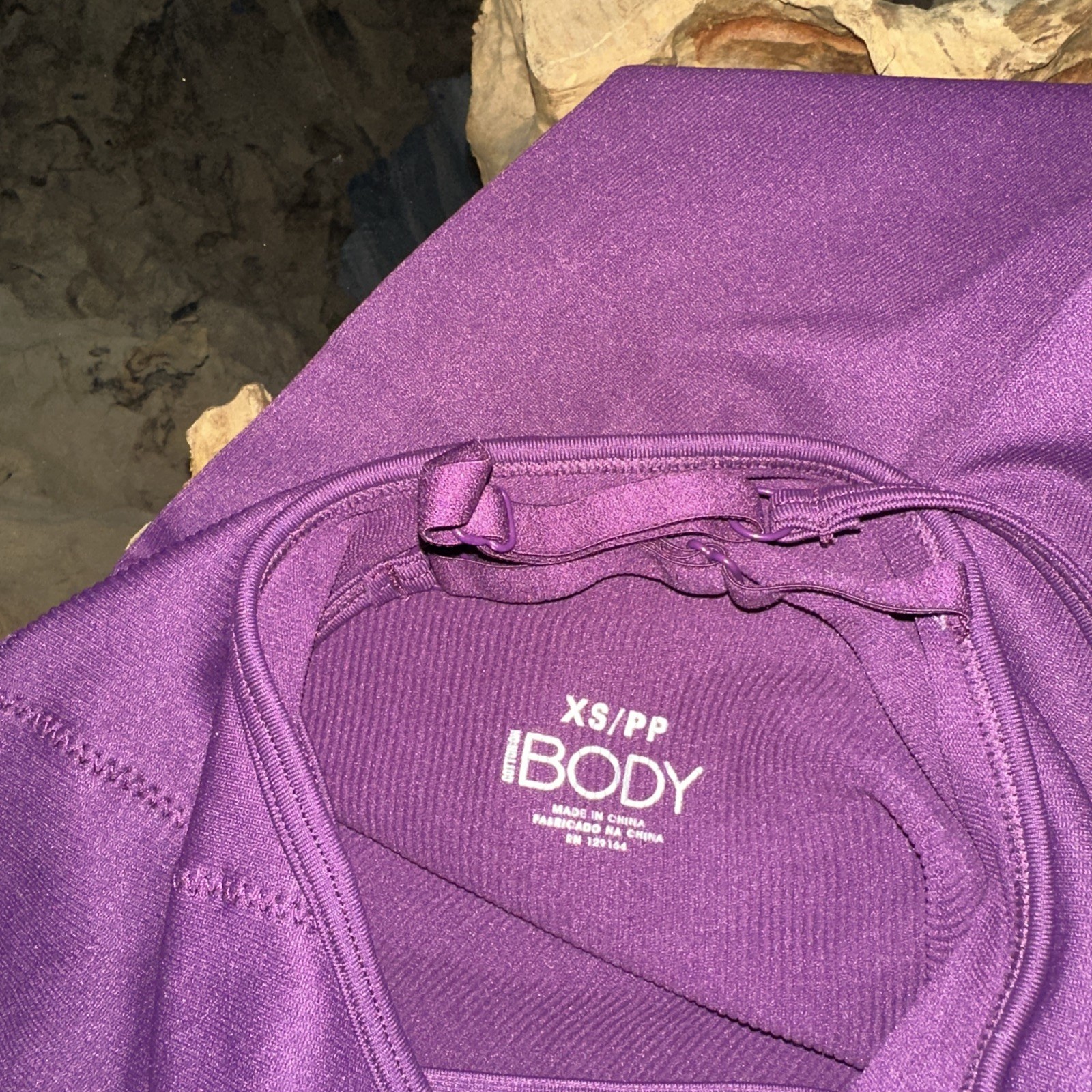 BODY YOGA Radiant Solid Back Long Leotard/unitard XS purple