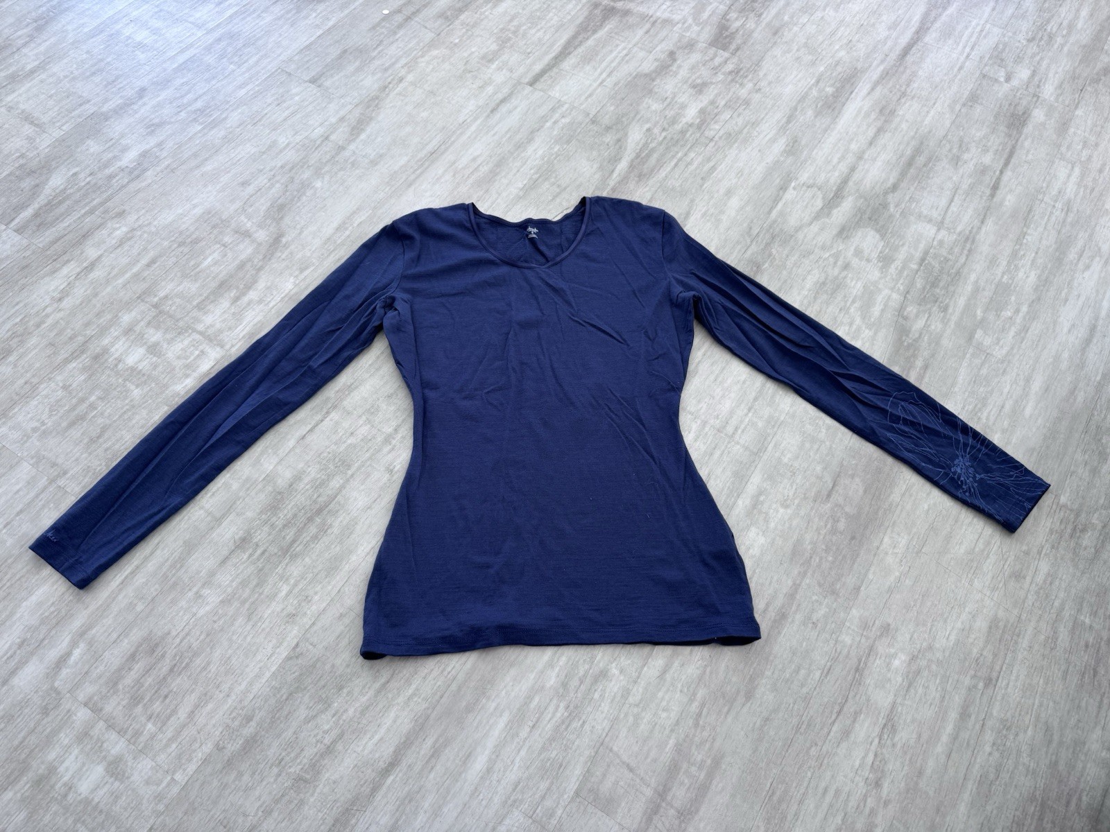 Womens Ice Breaker Under Layer Long Sleeve Top Blue Pure Merino