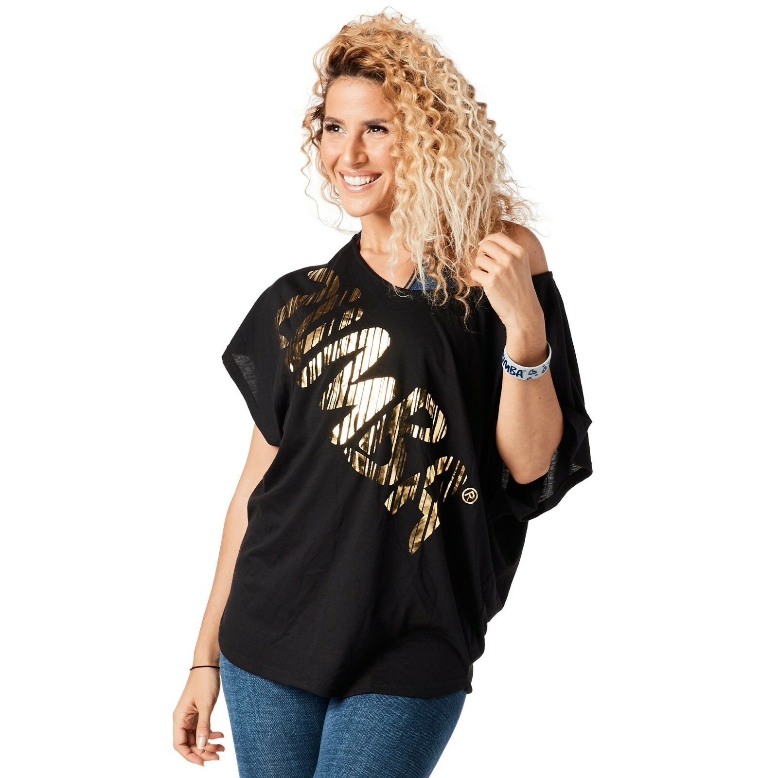 Zumba Retro Throwback Fast Dash Fancy Top – Bold Black ~ size XS/S ~ New!