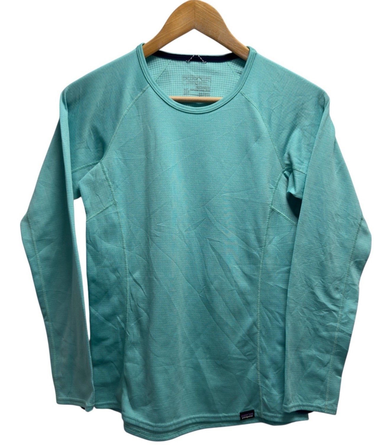 Patagonia Women’s Sz XXS Turquoise Blue Midnight Capilene Base Layer L/S Top euc