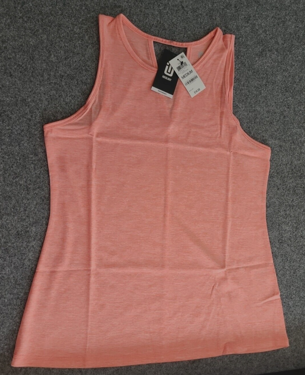 Ideology Womens Peach Echo Heather Keyhole-Back Basic Tank Top Size Med NWT