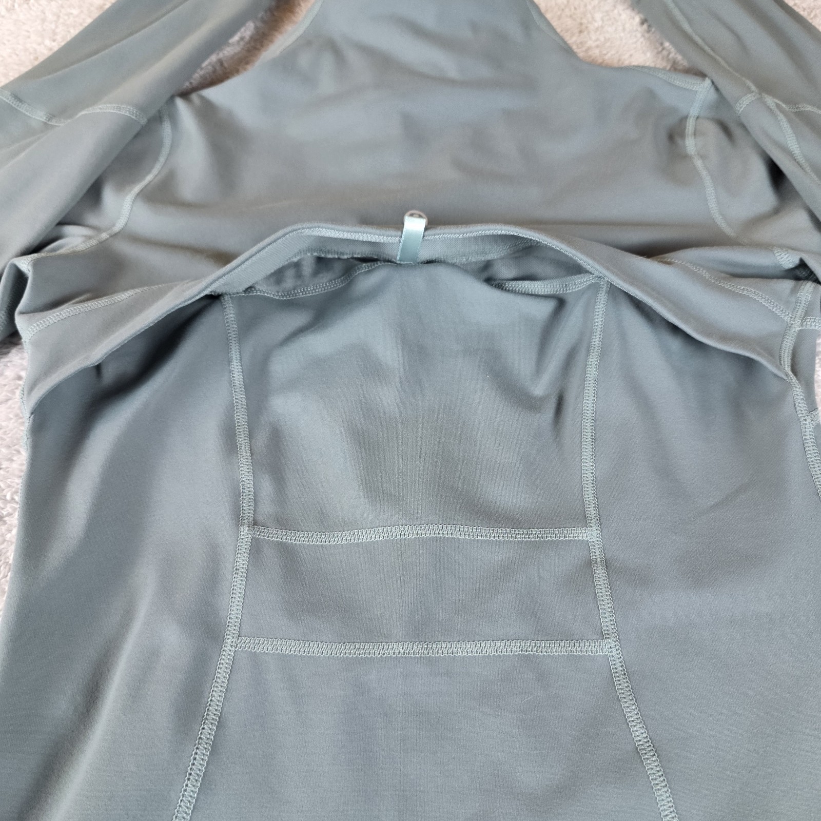 Lululemon Define Jacket Grey Eucalyptus Nulu Full Zip Green Grey Sz 6 16″P2P