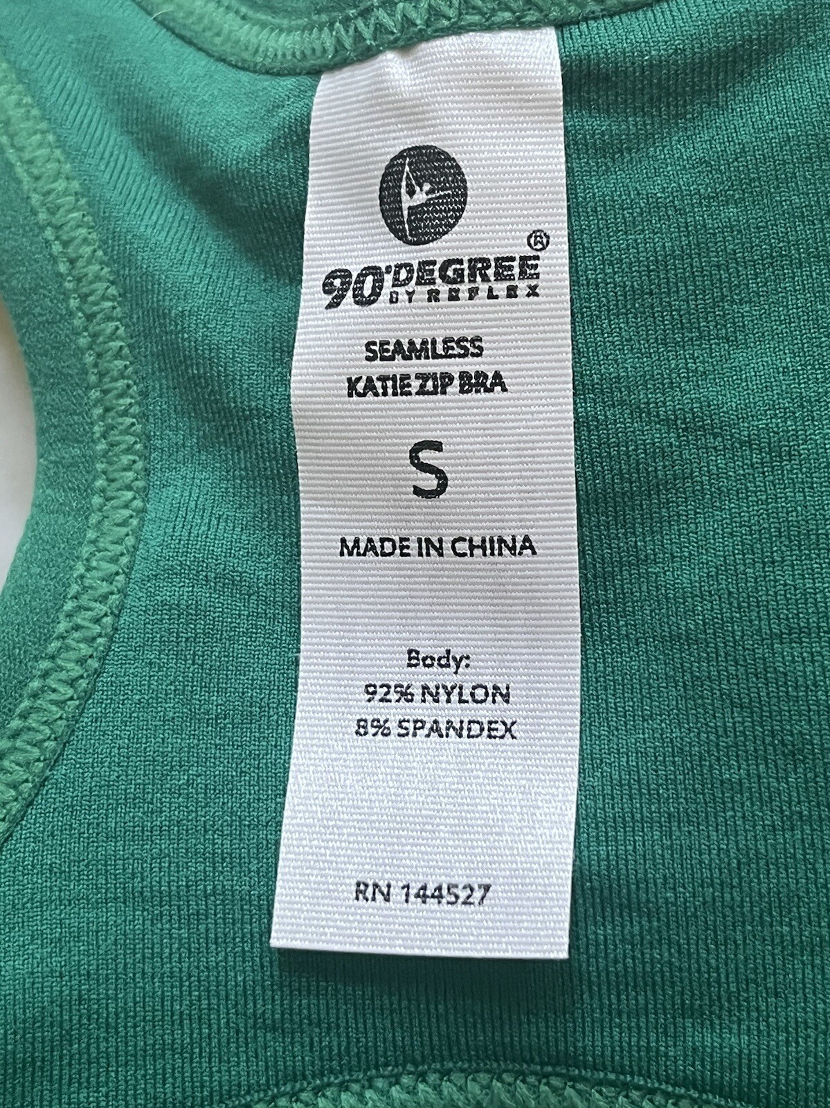 90 Degree By Reflex High Performance Zippered Sports Bra Women’s Small Green New