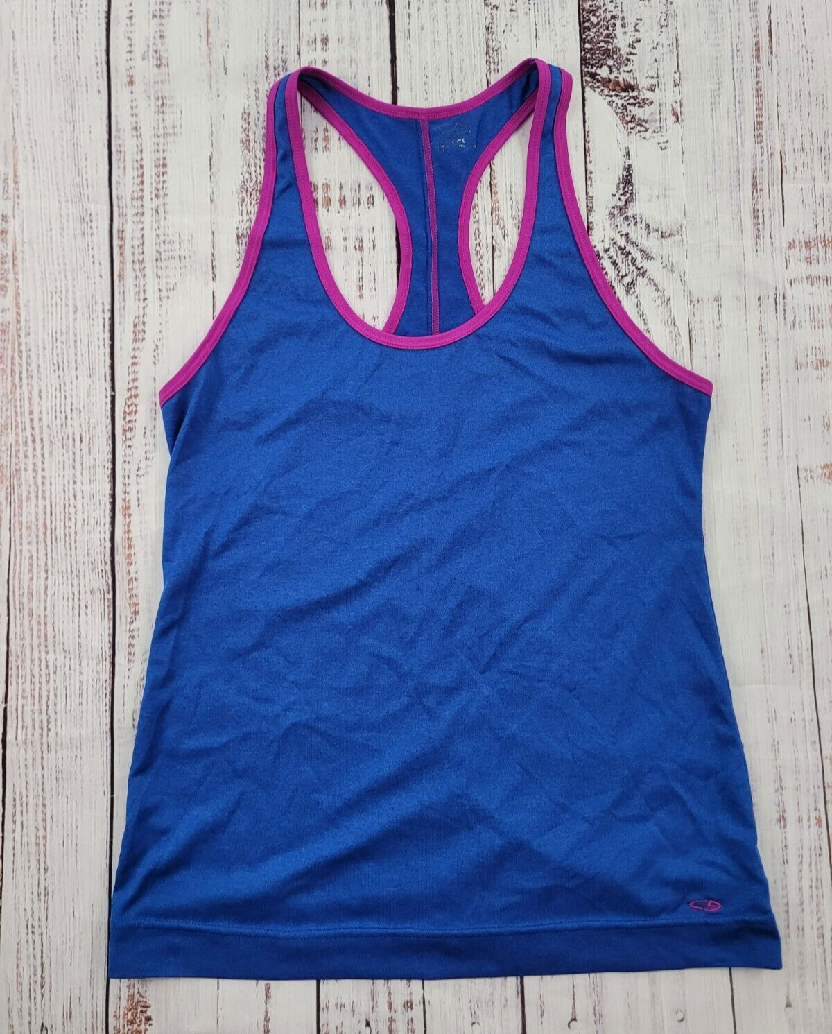 Champion Royal Blue Pink Trim Loose Fit Racerback Performance Tank Size M