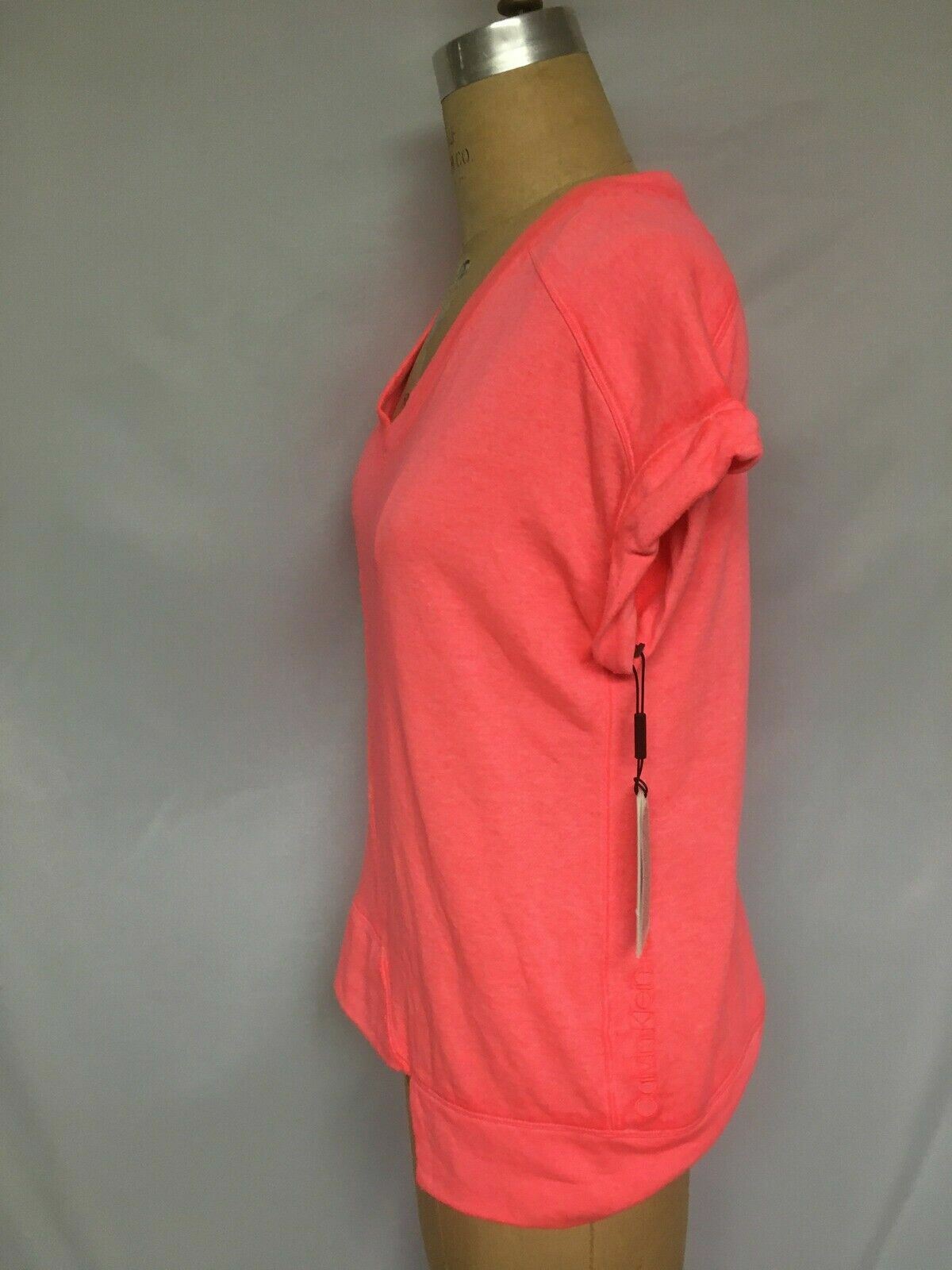 Calvin Klein Performance Asymmetrical T-Shirt PF9T2257 Pink NWT $49