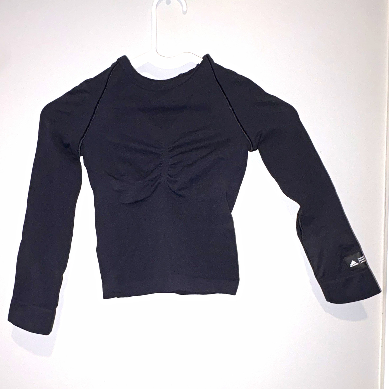 Adidas Women’s Black Cropped Long Sleeve Crew Neck Slim Fit Top – Size Small