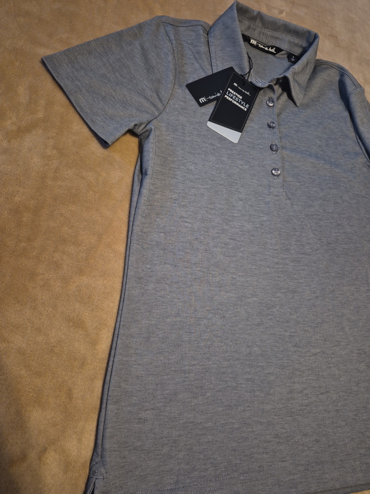 NEW Travis Mathew Prestige Performance womens polo shirt SMALL Gray
