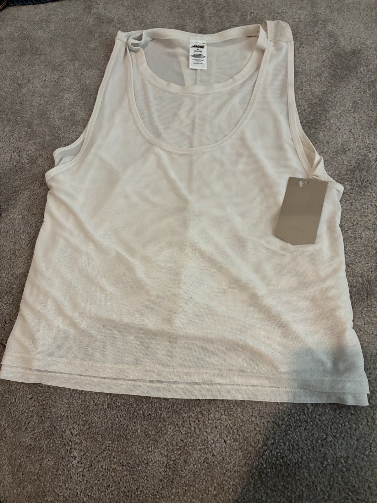 Avia White Mesh Racerback Tank Top Breathable Stretch Athletic Fit XS