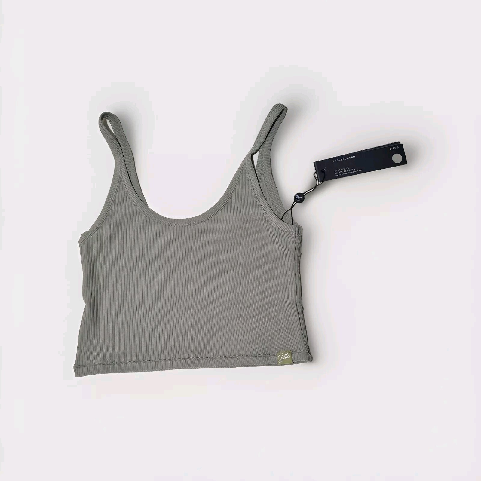 YoungLA Women’s Ivy Ribbed Cropped Green Tank Top SZ Lg Nwt Gym Athlesiure