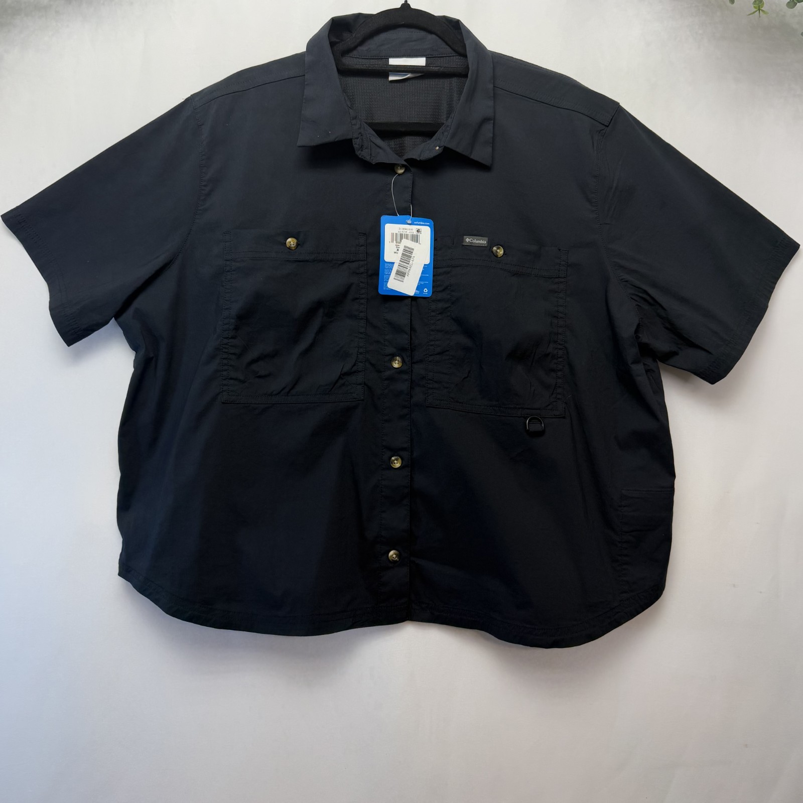 Columbia Brea Falls Button Shirt XXL Black Woven Long Sleeve Fishing Hiking