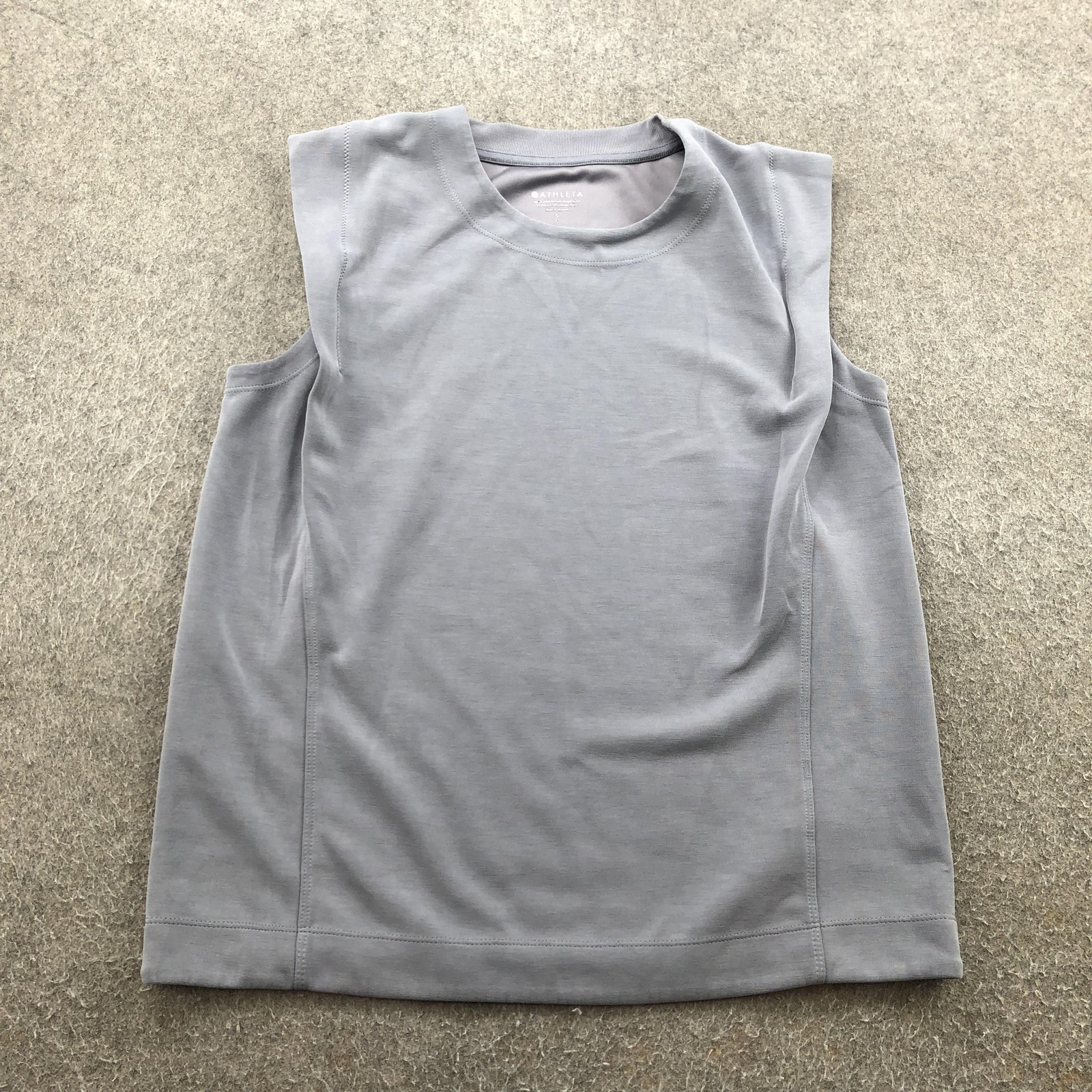 Athleta Tank Top Womens Petite Small Gray Sleeveless Crew Neck Shirt Athletic