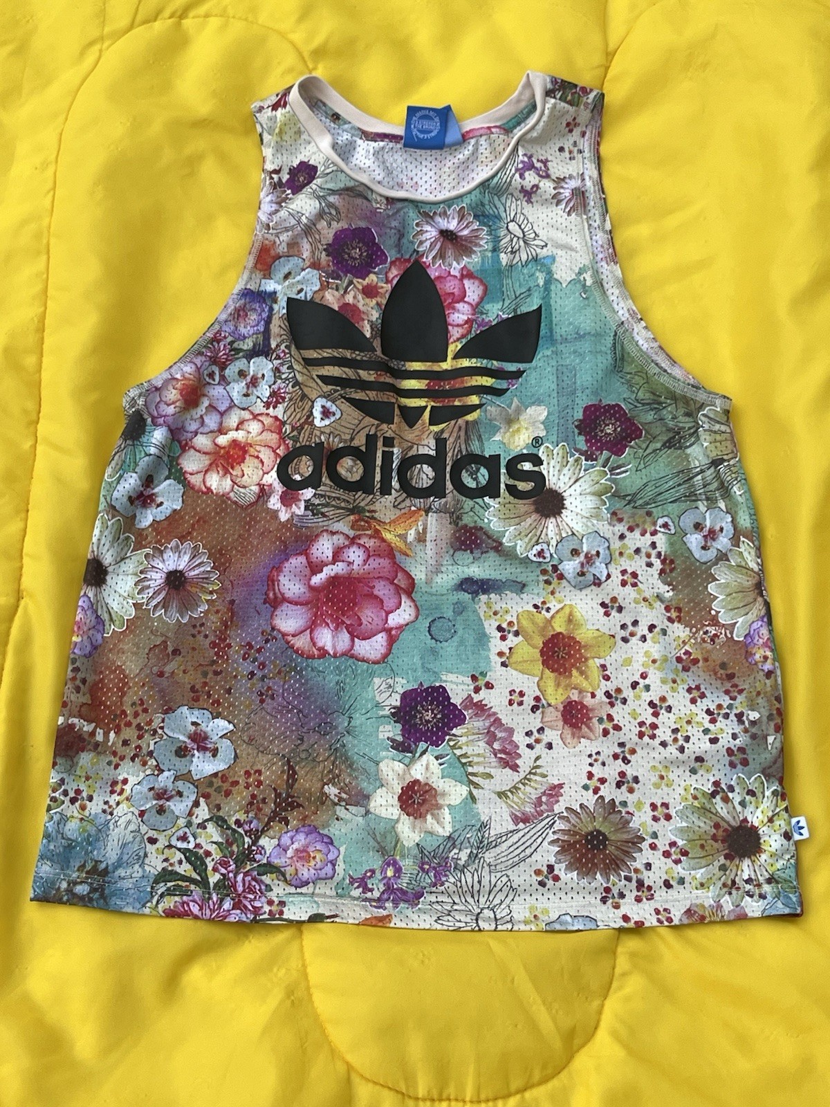 Adidas Originals Farm Rio Floral Mesh Tank Top Trefoil Logo Three Stripes M