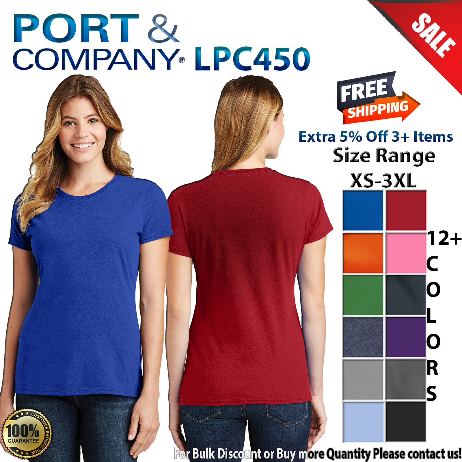 Port & Company LPC450 Womens Short Sleeve Fan Favorite Crew Neck Stylish T-Shirt