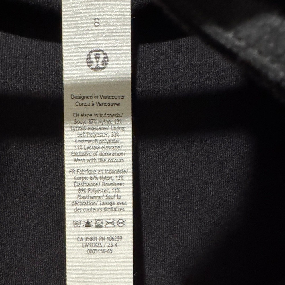 EUC Lululemon Define Long-Sleeve Bodysuit 28″ *Luon Size 8 Black Full Length