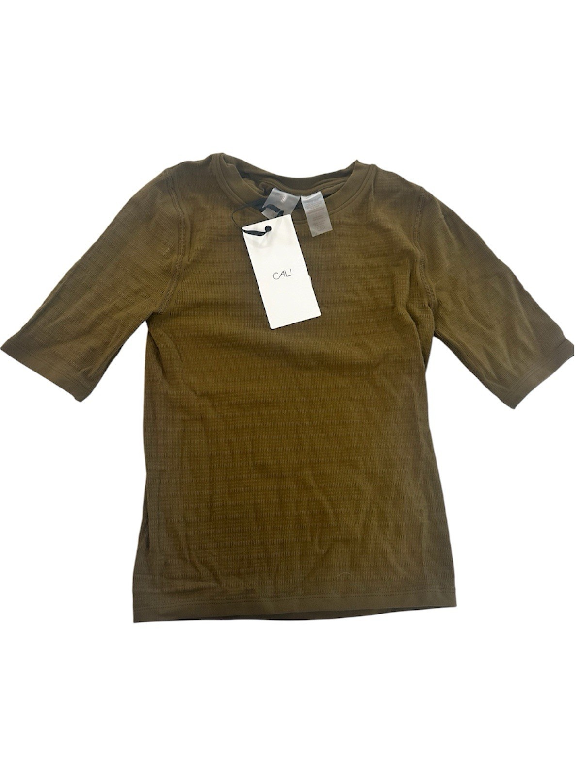 Calia Focus Seamless Crop Tee Dark Khaki Olive WAX15125 Womens NWT