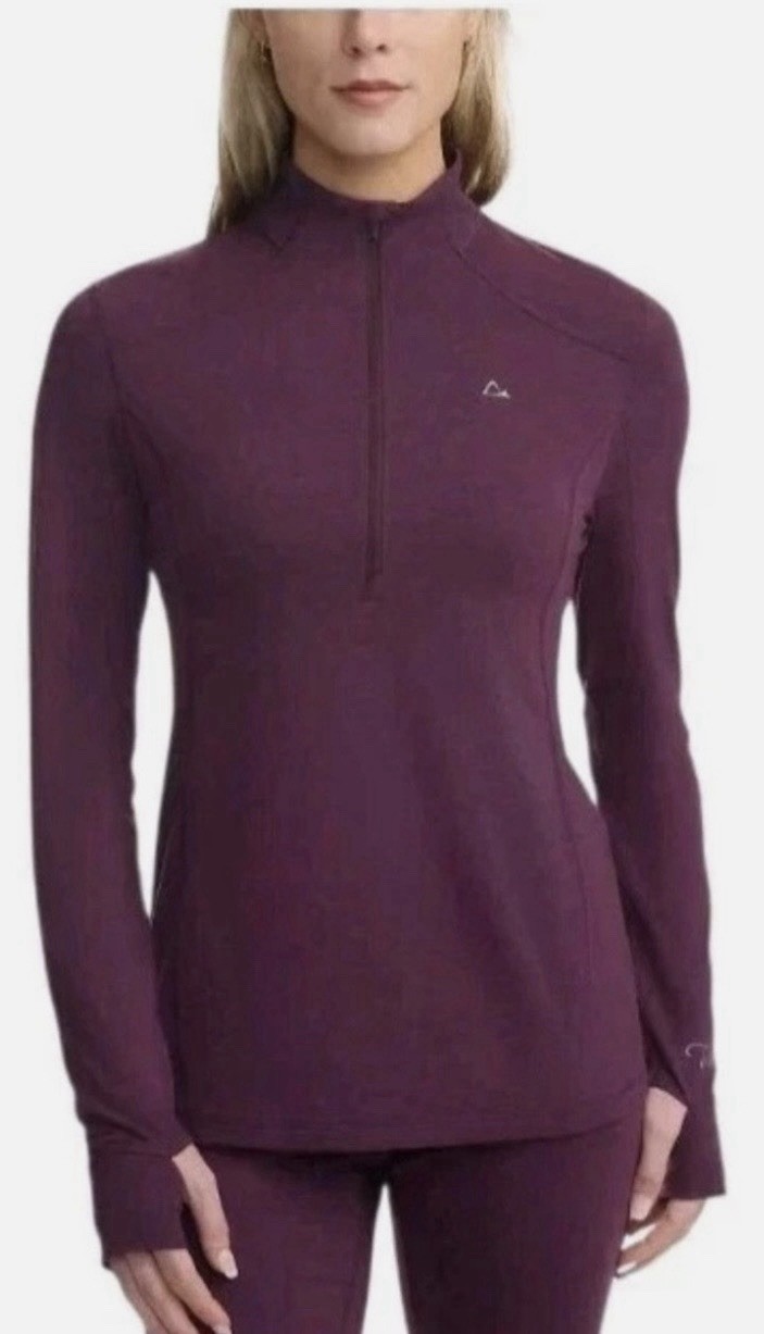 Paradox Women’s Merino Blend 1/4 Zip Performance Base Layer Top Purple L – NWT