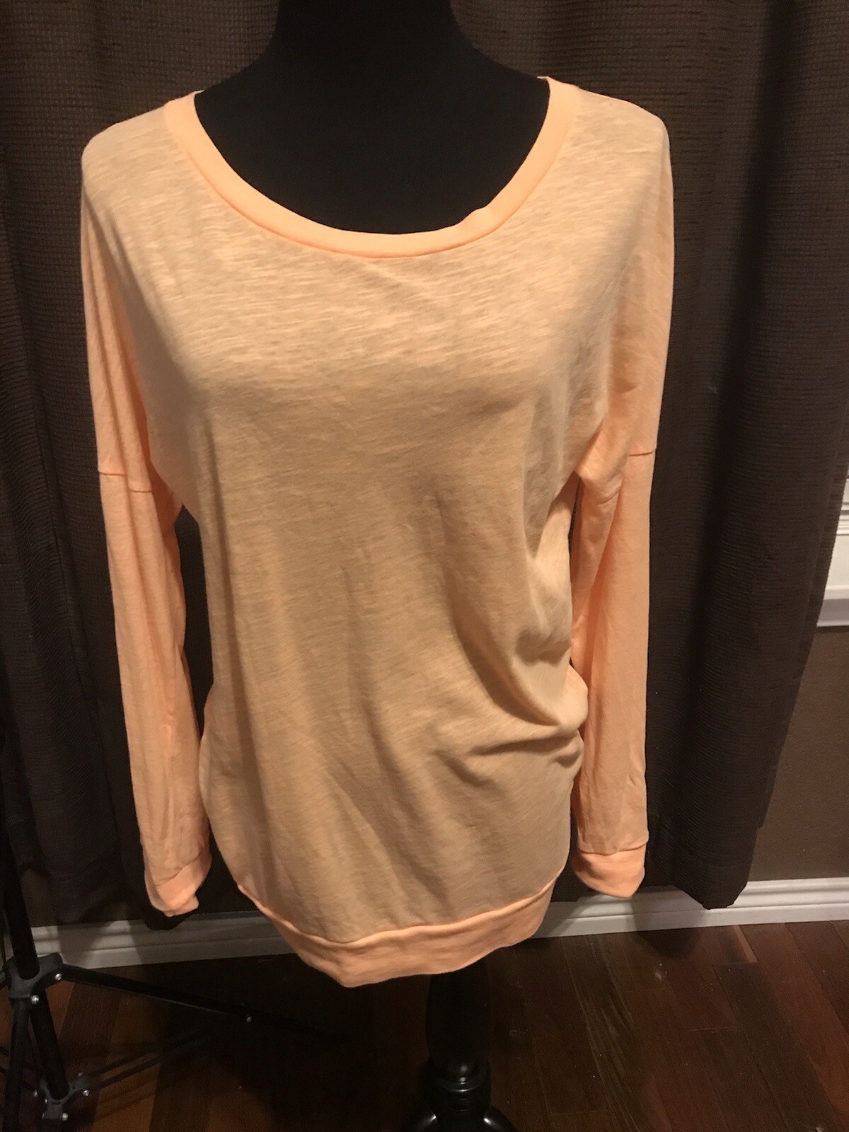PINK BRAND BRIGHT ORANGE LIGHTWEIGHT LS T -SHIRT BANDED BOTTOM SZ S
