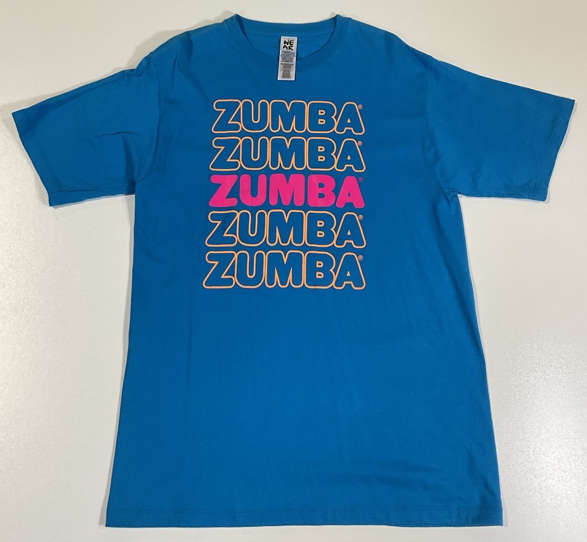 Zumba Fitness T Shirt Sz L Neon Workout Gear Retro Inspired Hip Hop Dance