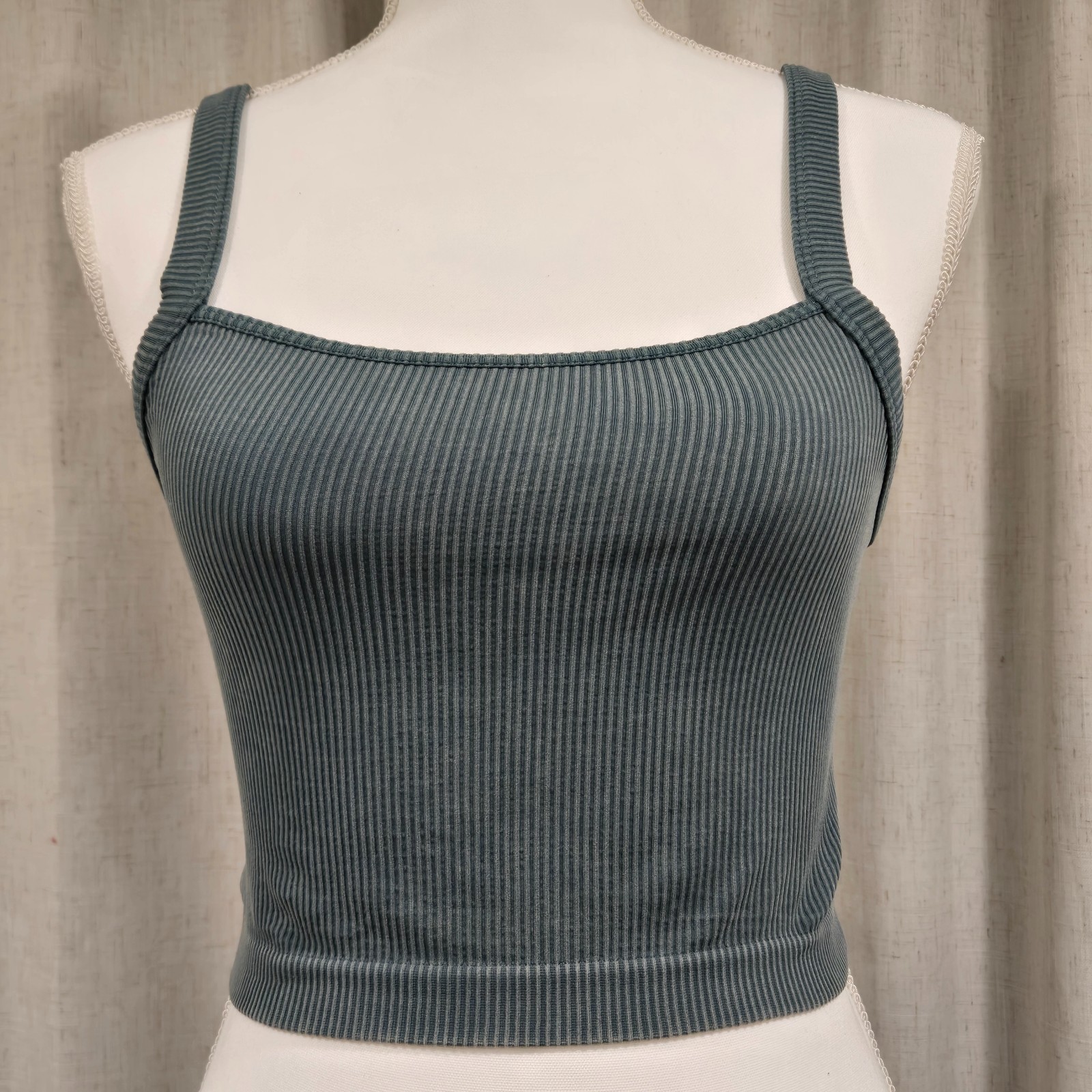 Teal Blue Ribbed Crop Top S Fairy Retro Y2k Streetwear Athleisure Gym Workout