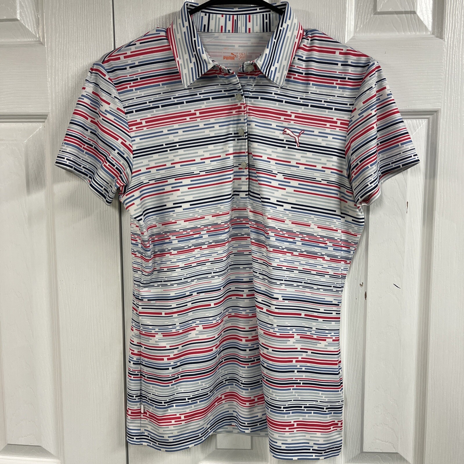 Puma Women’s Sport Lifestyle Polo Shirt Size Small, Red, White, Blue, Gray,