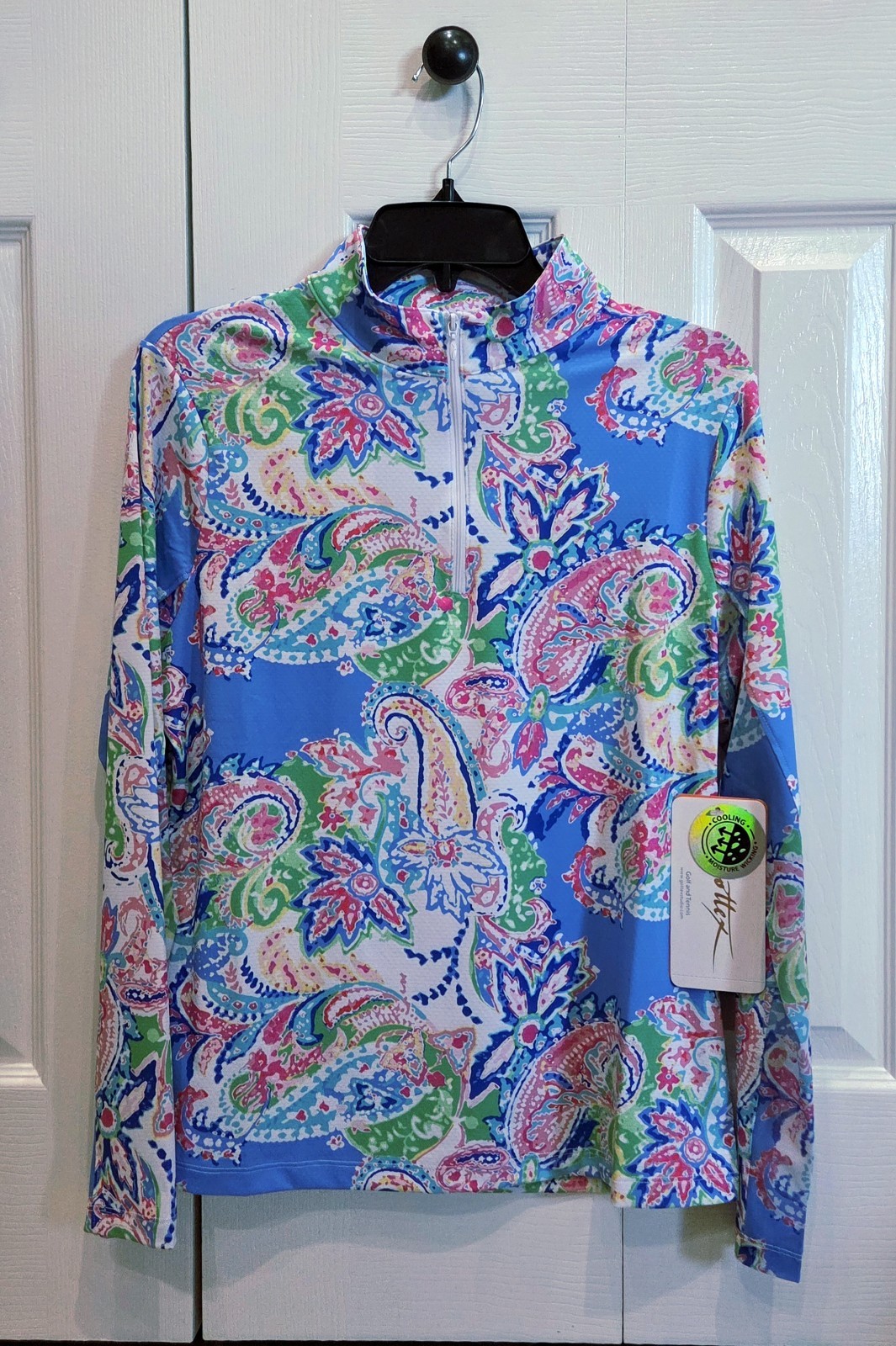 GOTTEX Golf & Tennis Shirt 1/4 Zip Mock Neck Paisley Sizes S & L: NWT