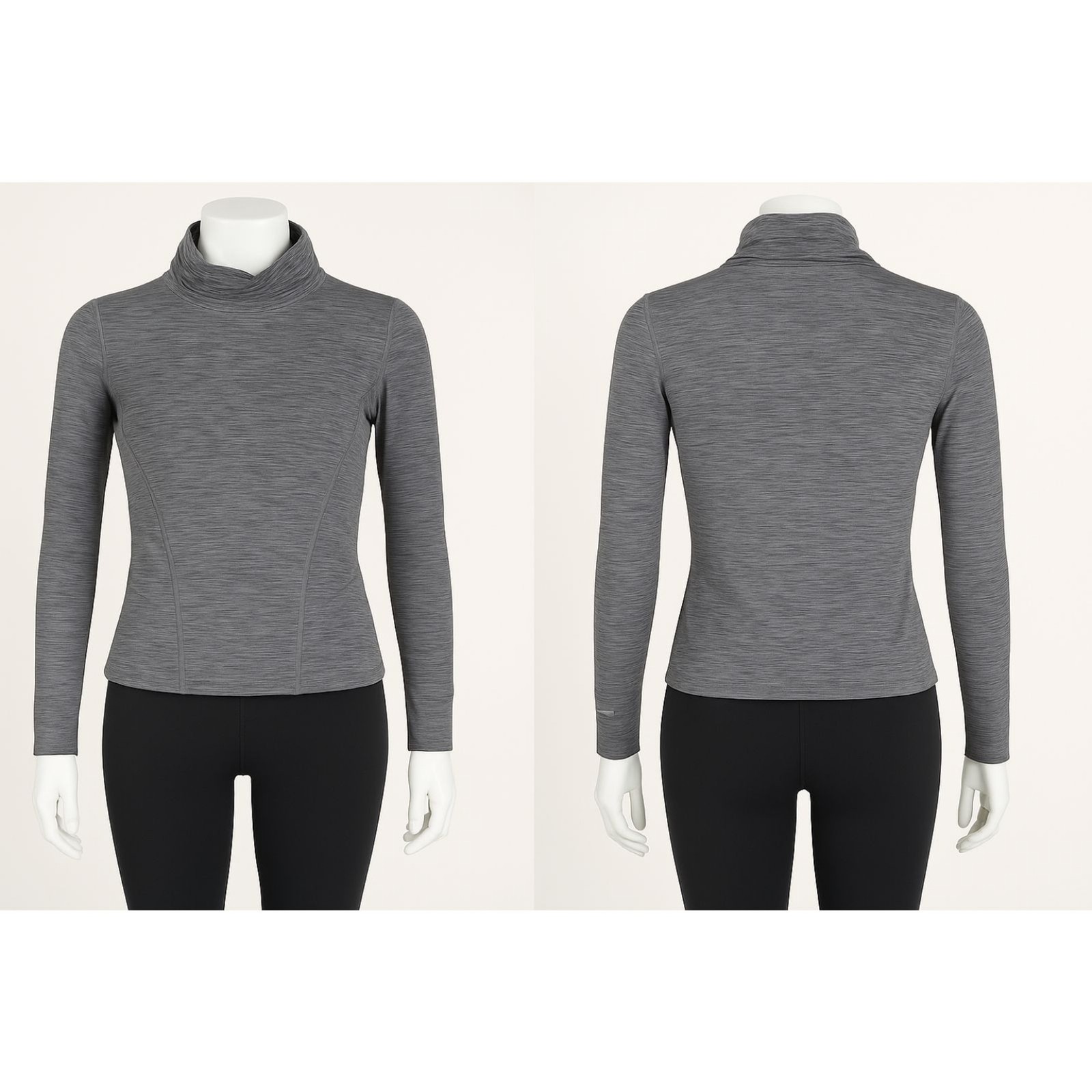 Terramar Active Thermal Top Sz Small (P) Gray Space Dye Long Sleeve Cowl Neck