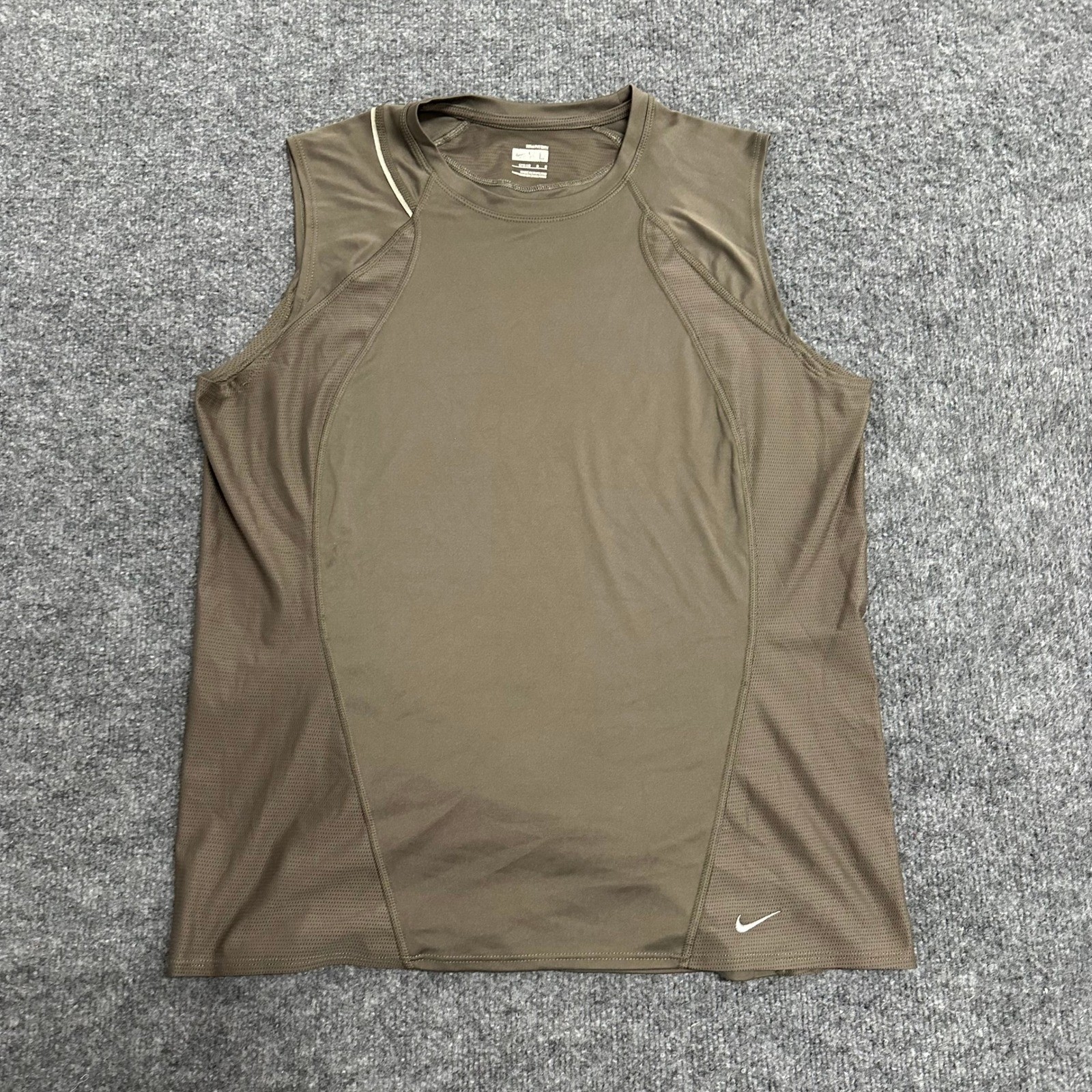 Nike Tank Top Womens Size L Olive Green Fit Dry Mesh Panel Athletic Training