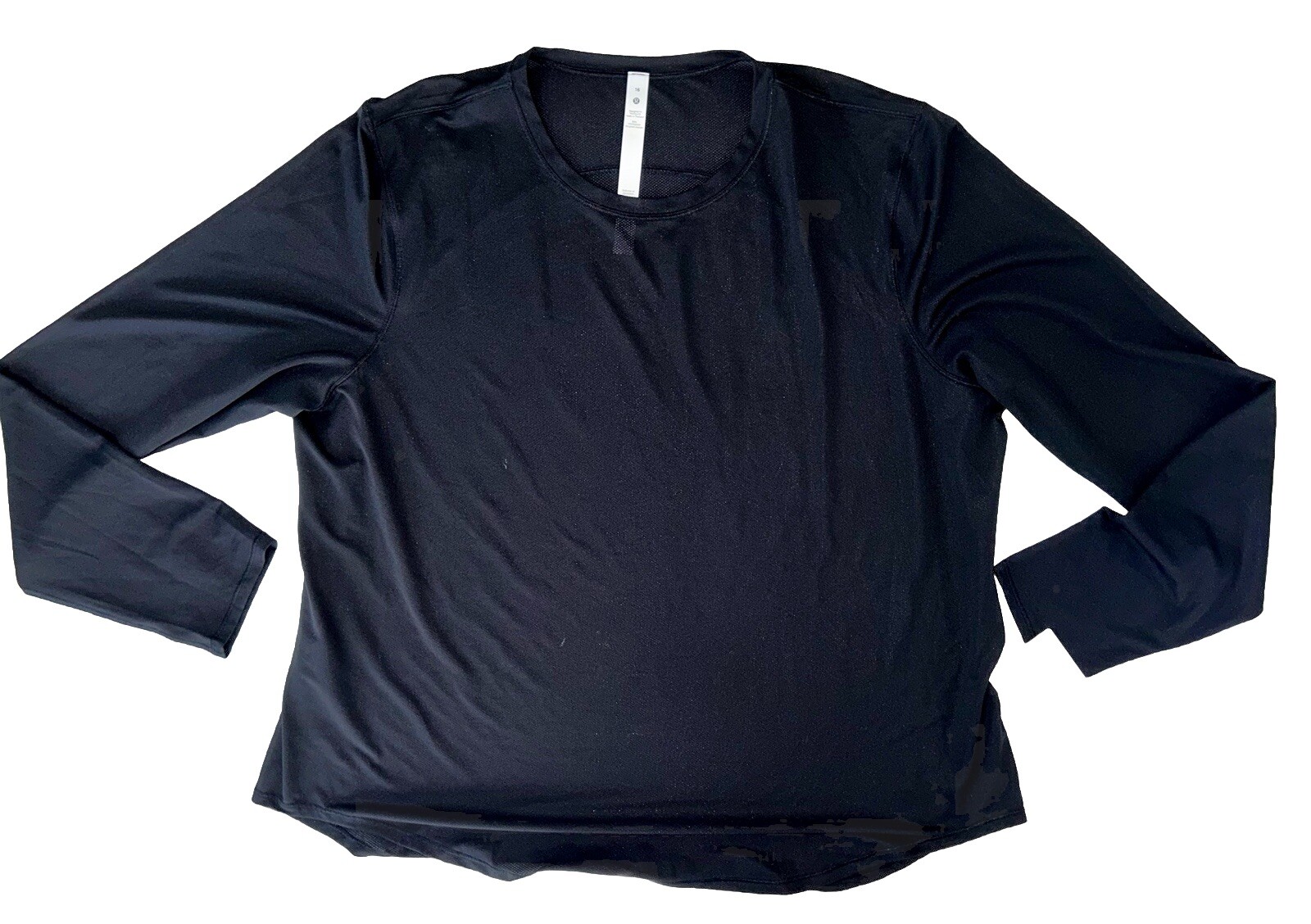 NWT💎LULULEMON💎SIZE 16💎RUN & TRAIN LONG SLEEVE💎BLACK💎PERFECT VENTILATED TEE