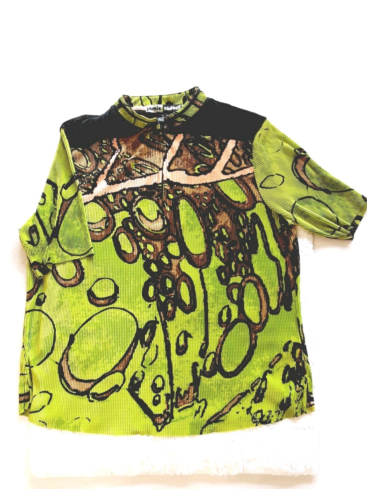 JAMIE SADOCK Women Top Activewear Polo Sz XL Multicolor Green Short Sleeve