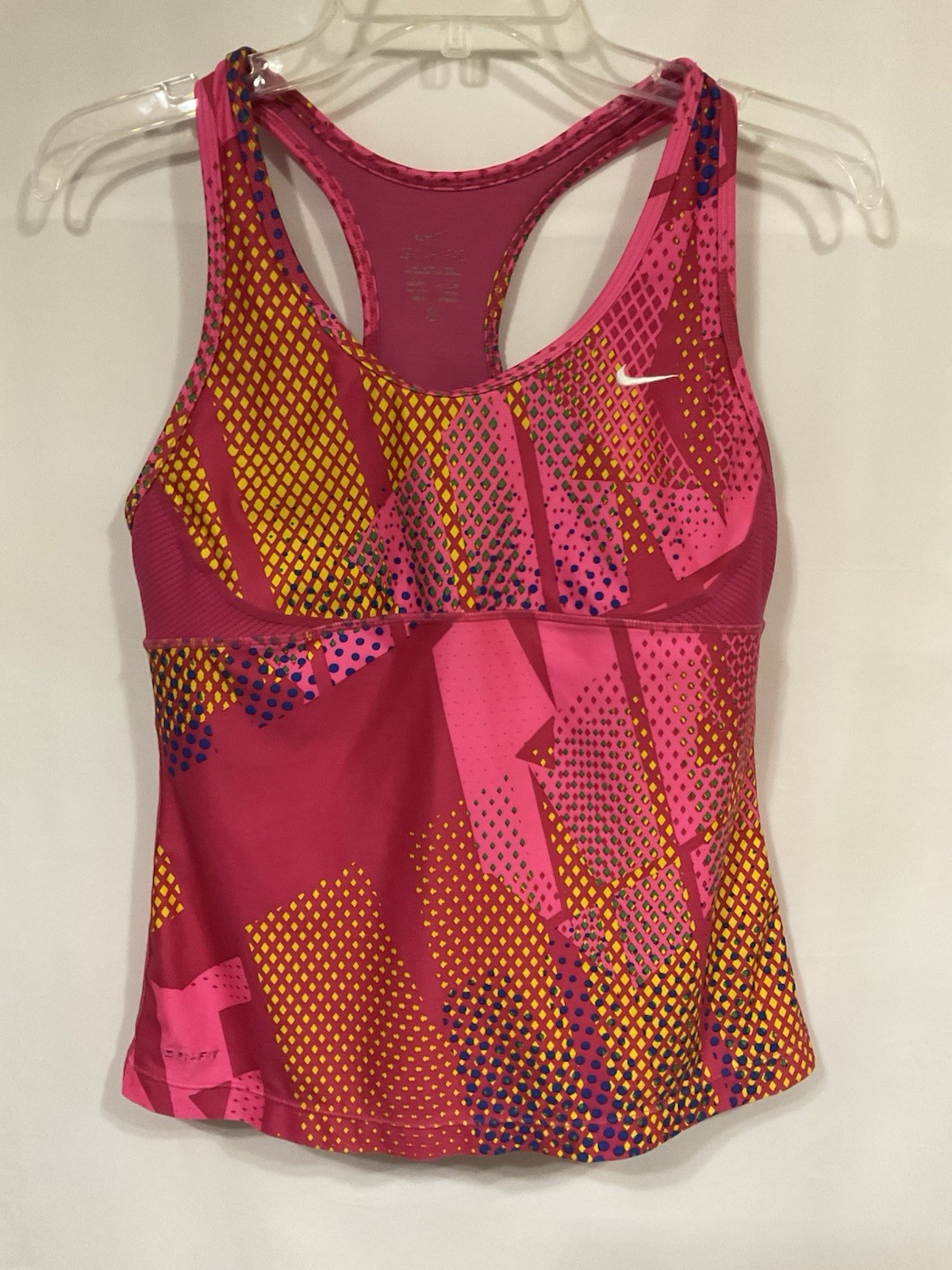 Nike Dry Fit Womens M Racerback Tank Athletic Sports Lightly Padded Bra Colorful