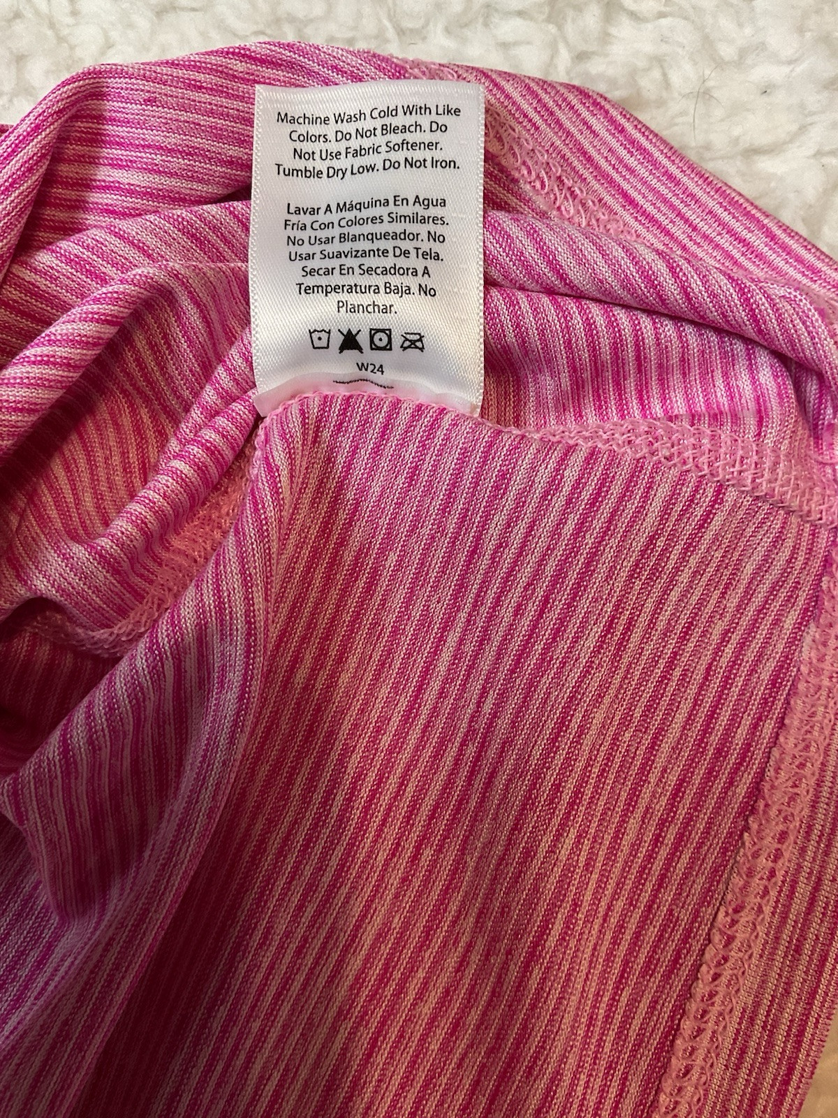 Athletic Works Pink Stripe Short Sleeve V-Neck Jersey Top Size XL (16-18)