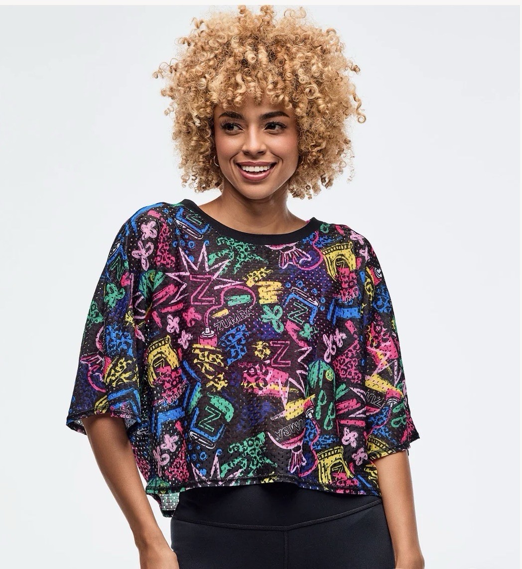 Zumba Sizzlin’ Boxy Dolman Crop Top Size XS