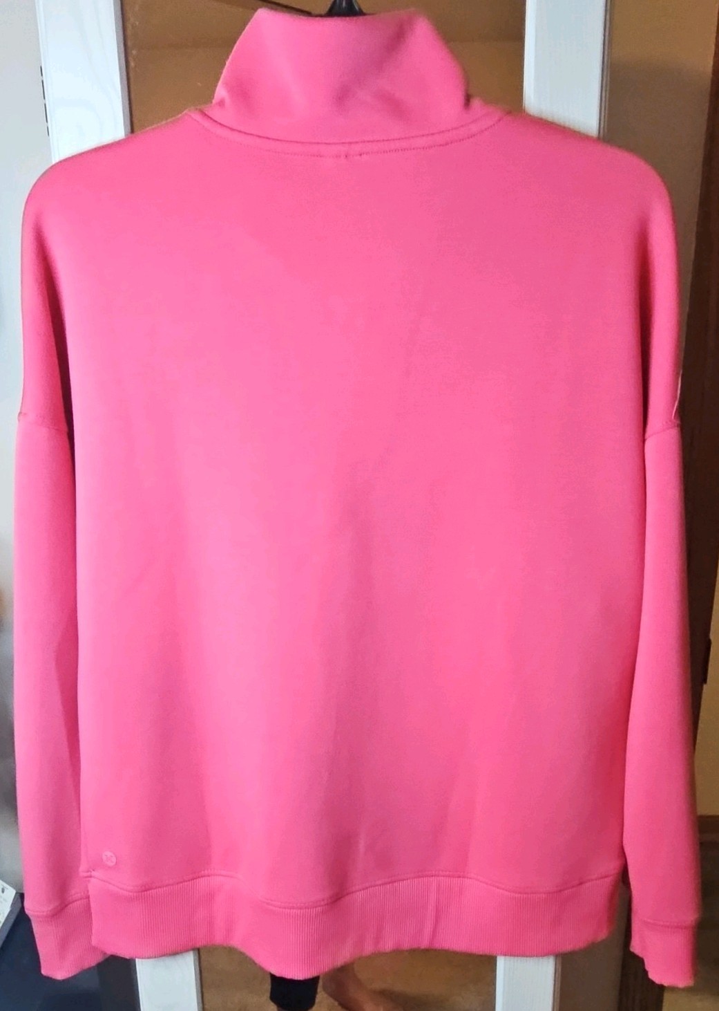Reebok Pink Solid 1/4 Zip Mock Neck Long Sleeve Stretch Pullover Top M