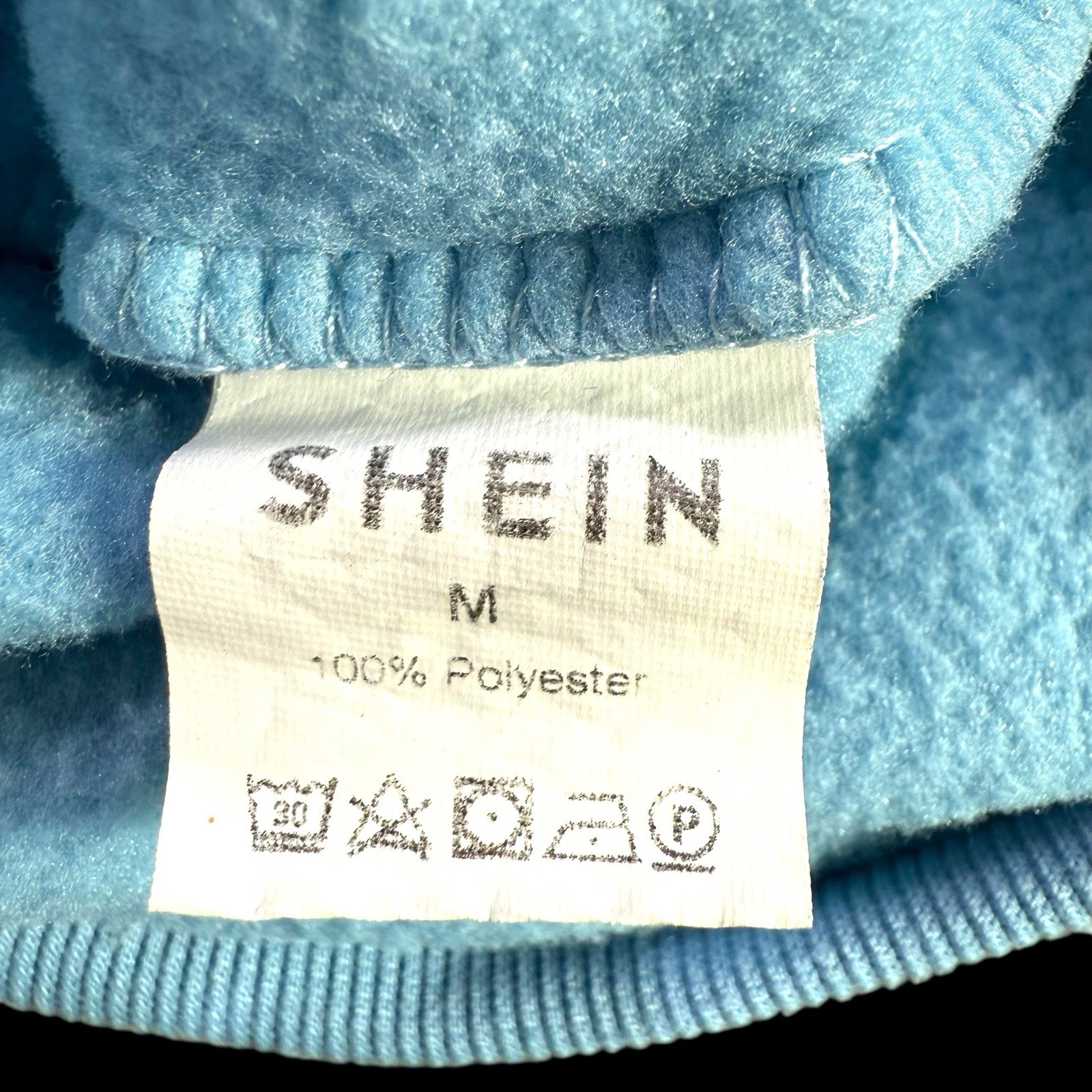SHEIN Solid Lite Blue Mock Neck Sweatshirt Half Zip Long Sleeve Lightweight Sz M