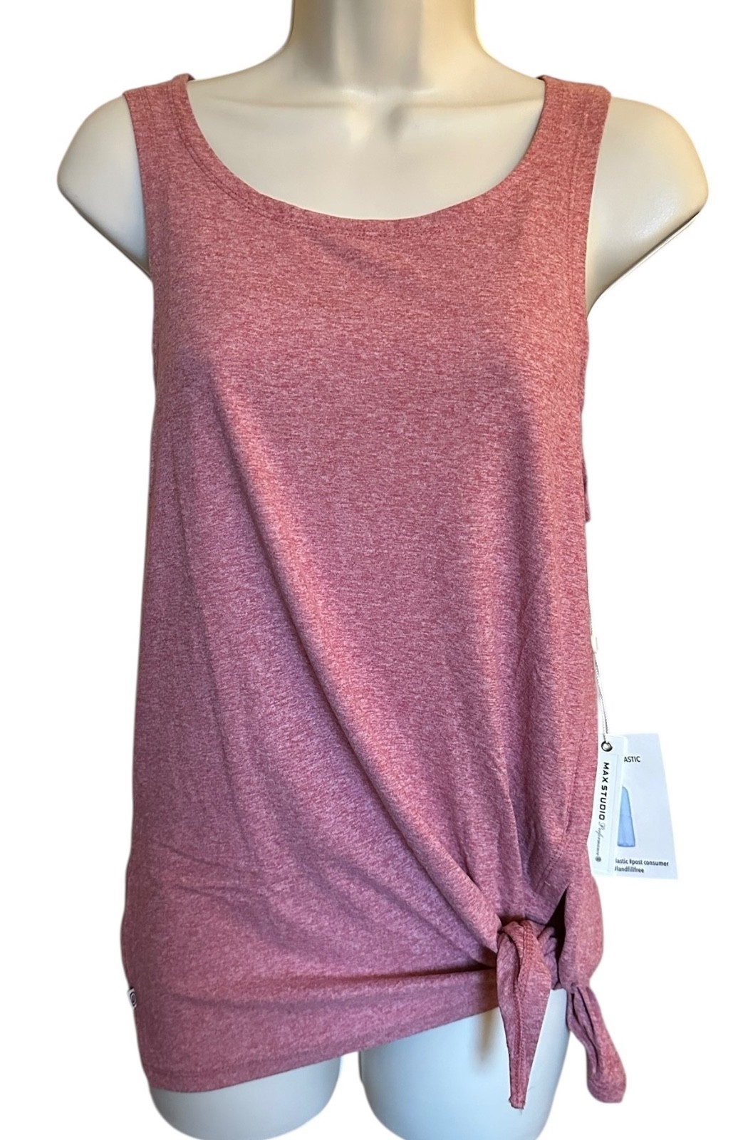 MAX STUDIO Performance Women’s Lila Sleeveless Tank Top Side Tie Sz M Samba Red