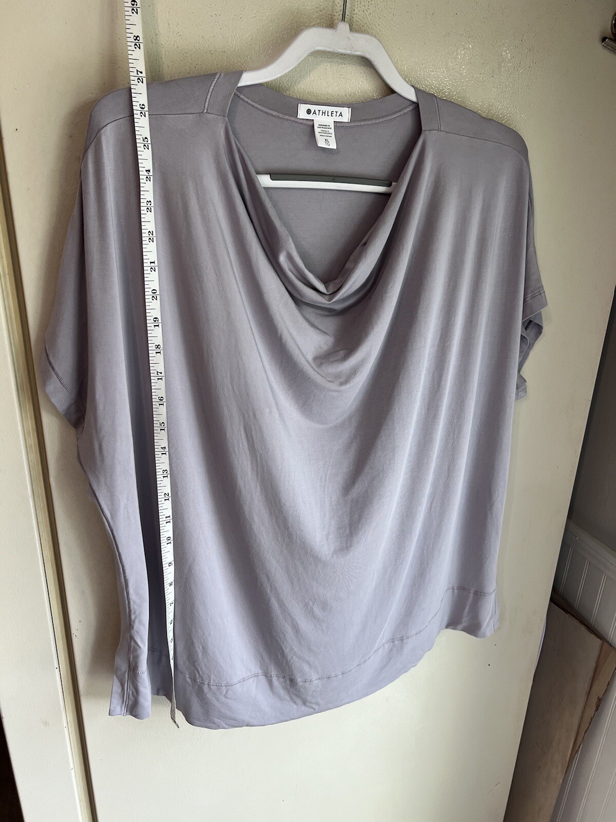 Athleta Relaxed Weekender Tee, Tinsel Purple Shirt Oversized Size XL Drape Neck