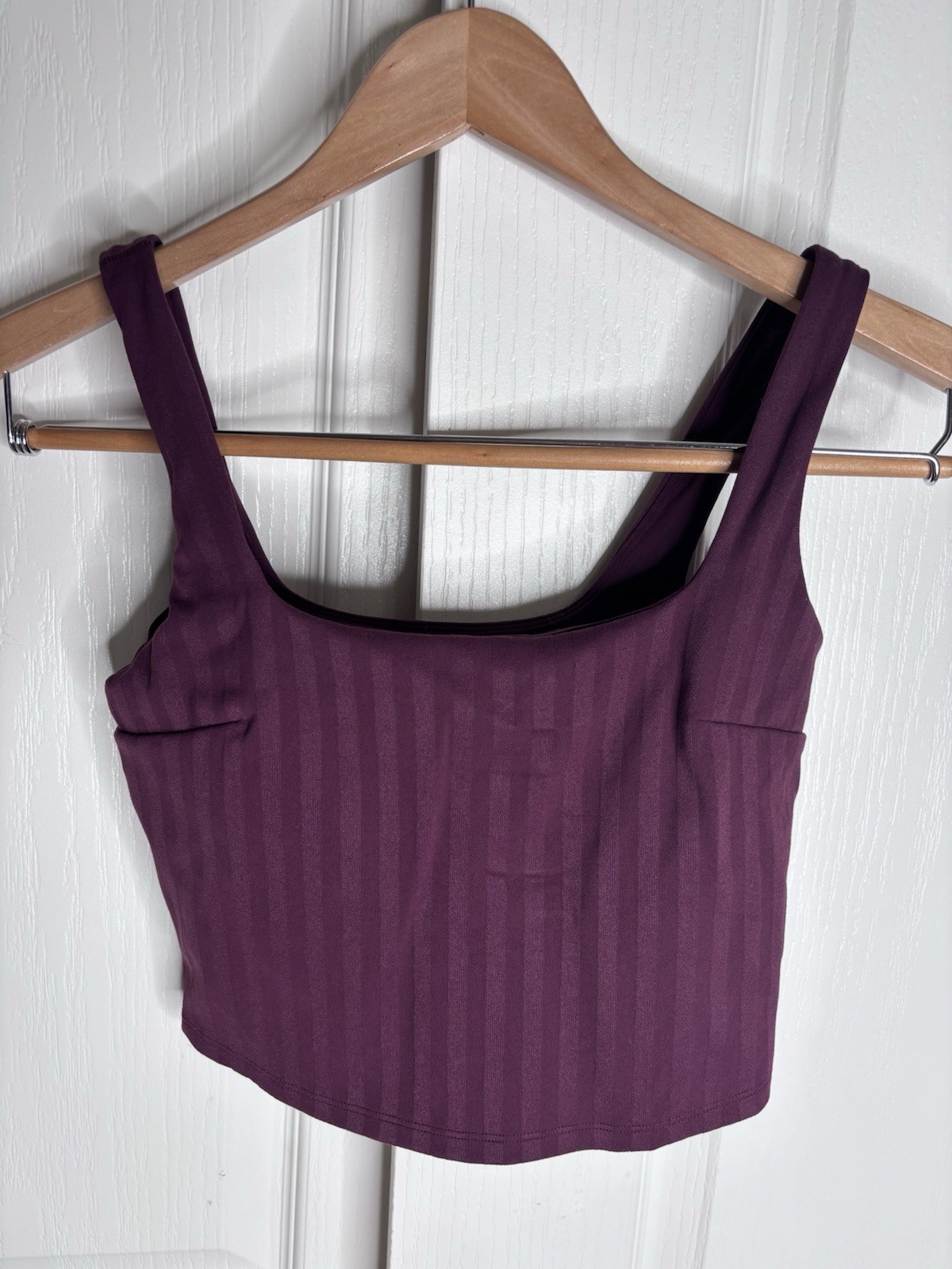 Lululemon Wunder Under Cropped Tank Top C/D Cup *Tonal Stripe Garnet Sz 4