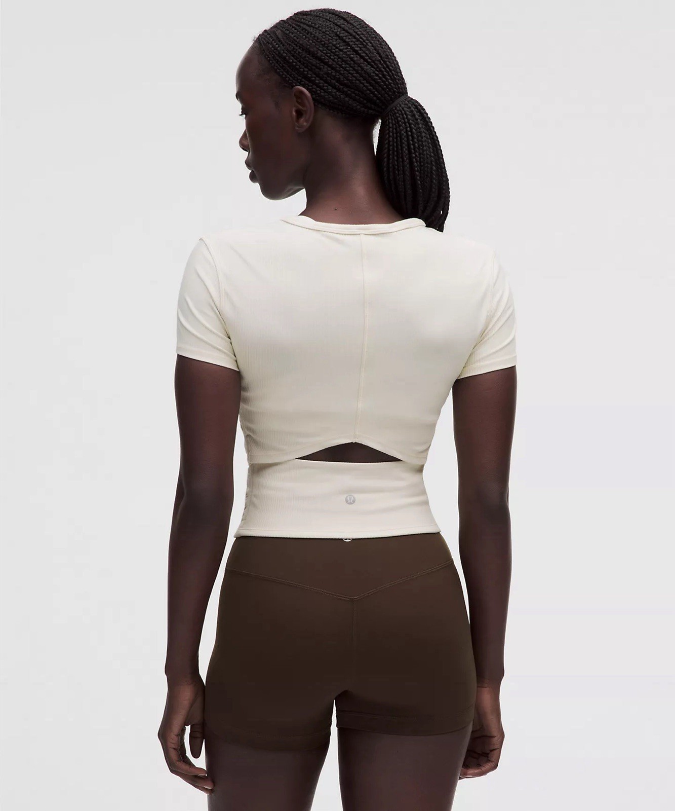 Lululemon Size Large All It Takes Ribbed Keyhole Short-Sleeve Shirt, Light Ivory