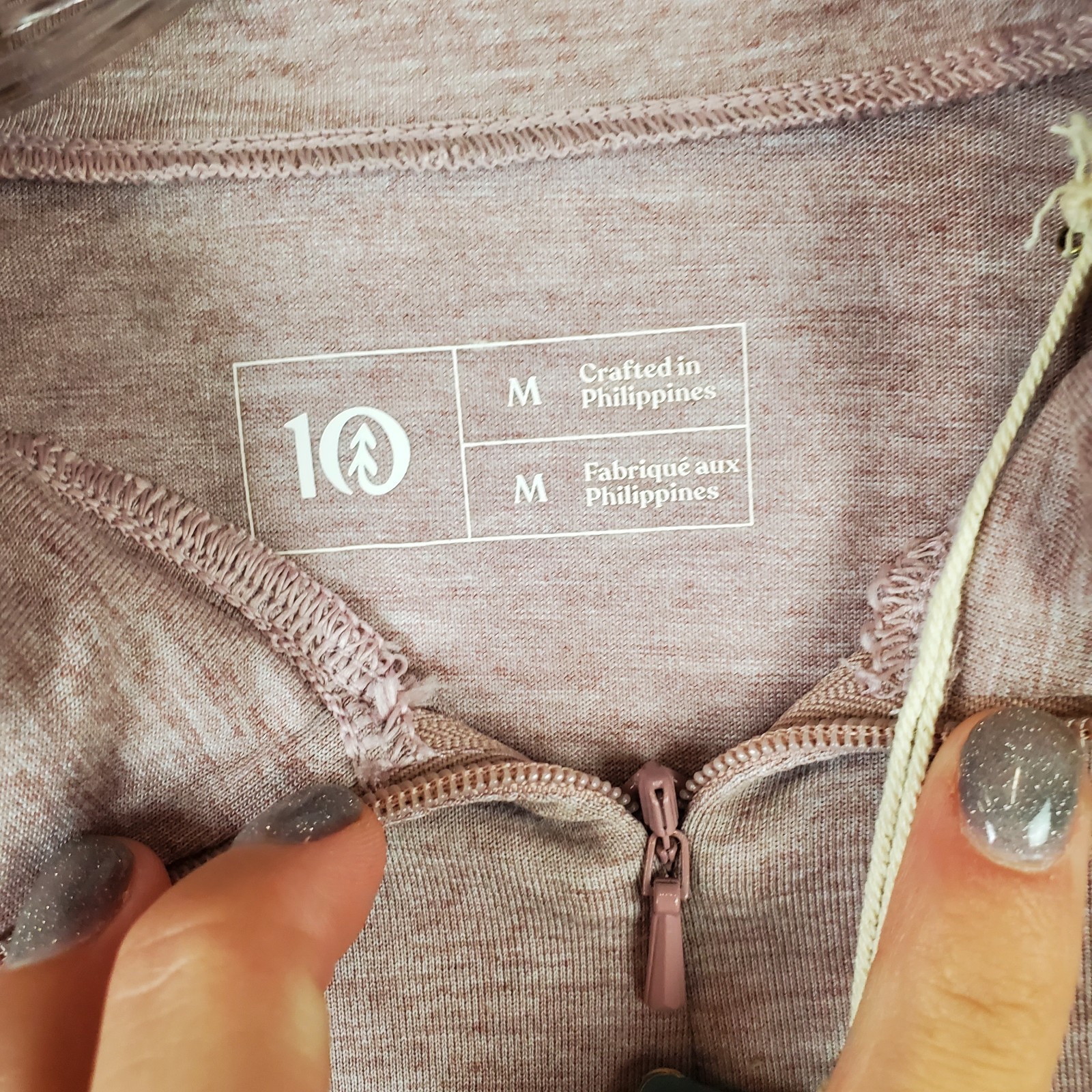 Tentree Destination Top Womens M Twilight Mauve Heather Raglan Sleeve 1/4 Zip