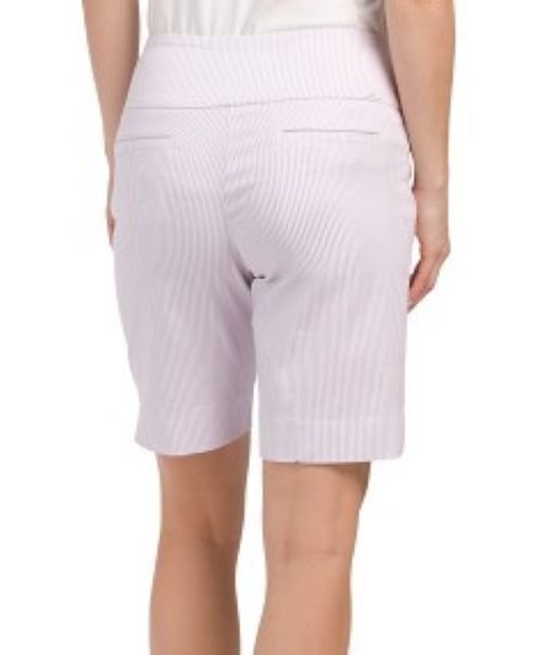 NWT SWING CONTROL Lavender White Striped Pullon Stretch Golf Shorts 4 6 8 10 14