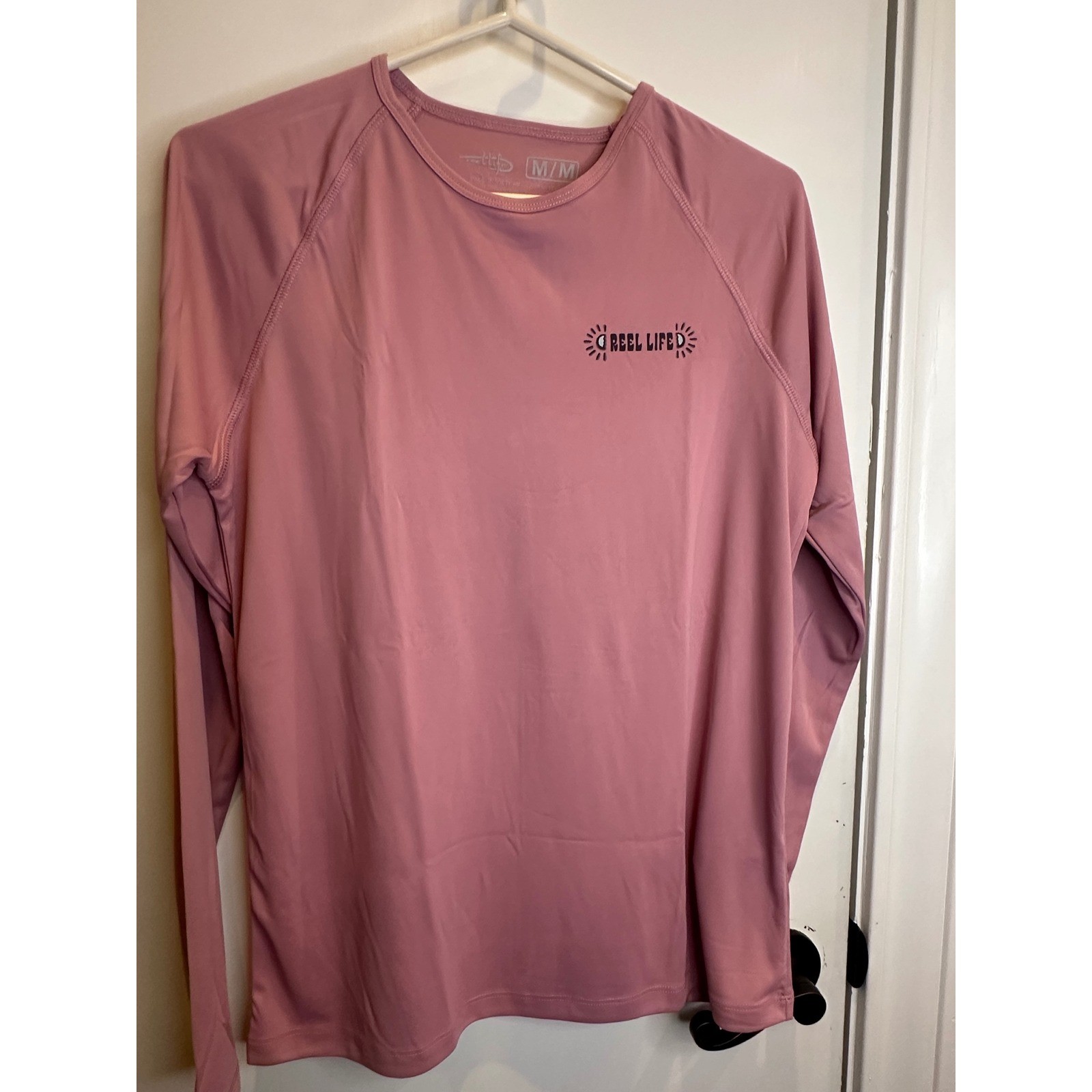 Reel Life Womens UV Sun Protection Long Sleeve Shirt Purple Graphic Size M 0510