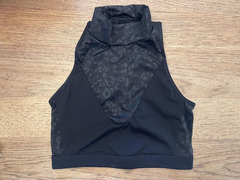 Victoria’s Secret Pure Black Logo SMALL Mock Neck Cropped Tank Top VS