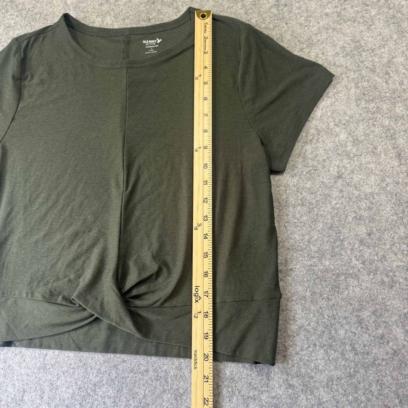 Old Navy Cloudmotion Active Top Large Olive Green Twist Front Go-Dry