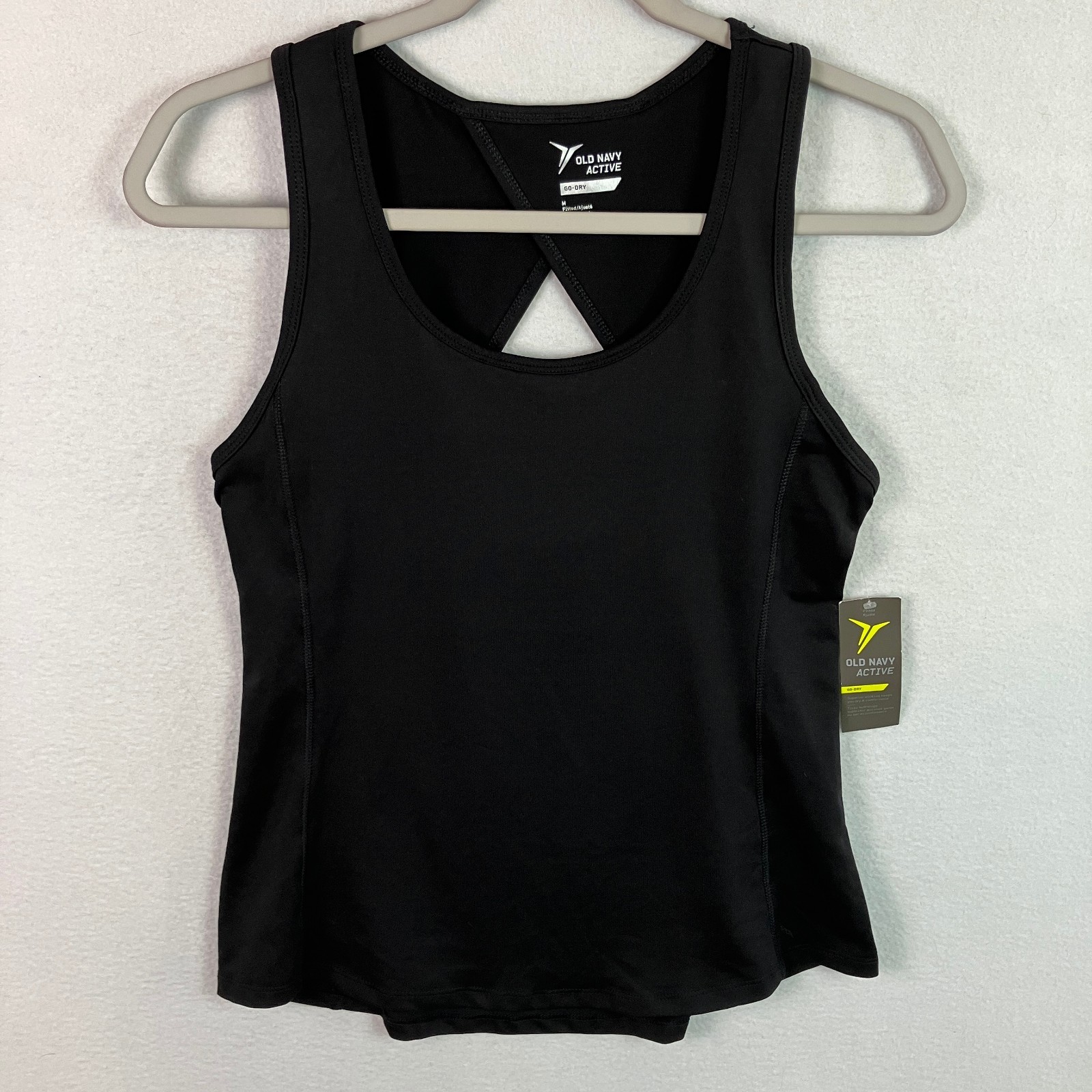 Old Navy Active Go-Dry Crossback Cutout Fitted Tank Top Women’s Size M Black NWT