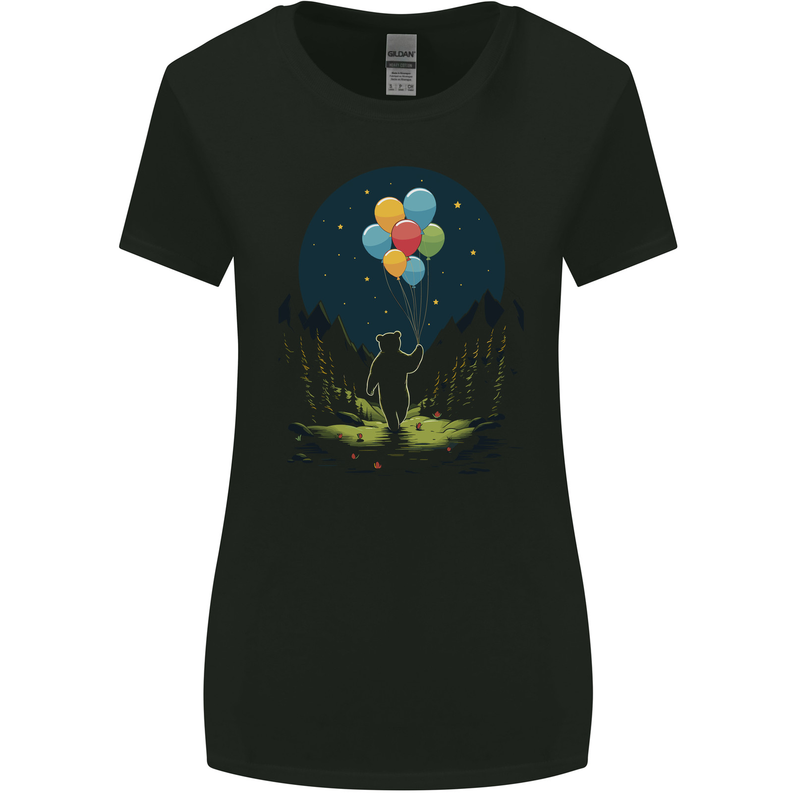 A Teddy Bear Holding Balloons Fantasy Womens Wider Cut T-Shirt