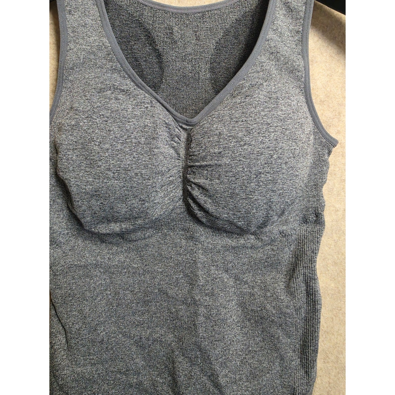 Unbranded Gray Seamless Compression Tank Top Ruched Bust Athletic Camisole
